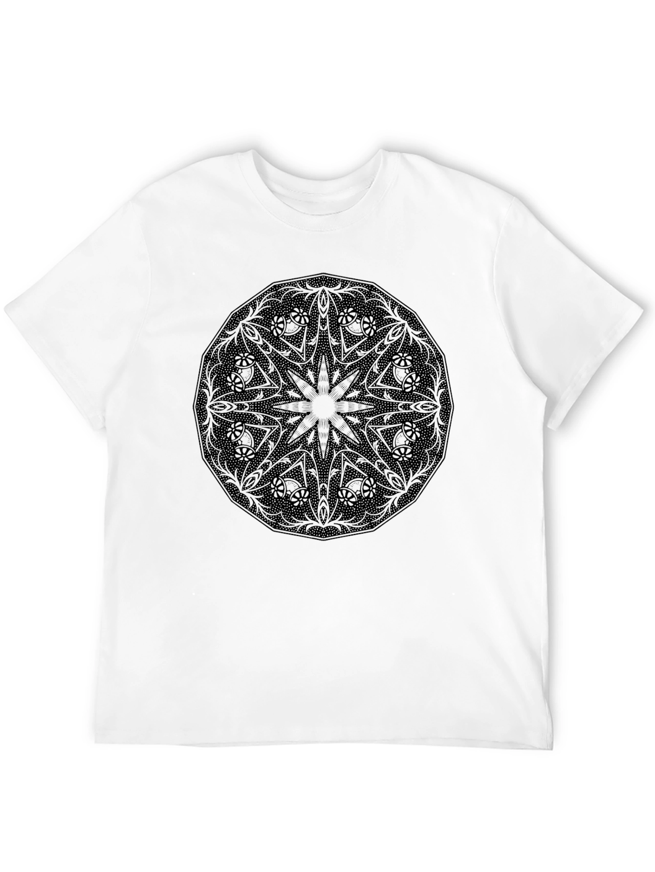 Black Black Mandala Graphic Tee - Modern Casual Shirt view 12