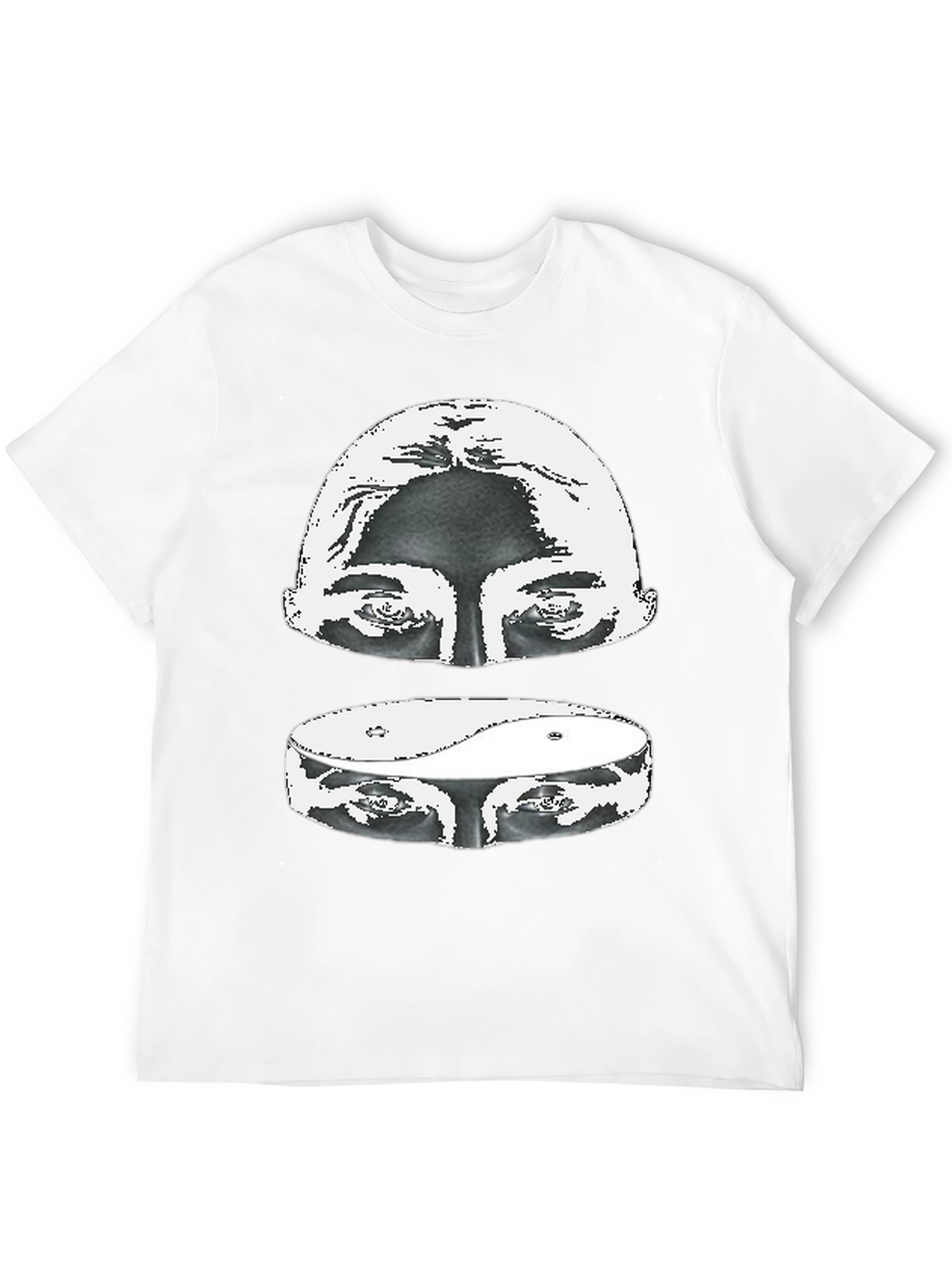 Black Yin Yang Eyes Graphic Print Black T-Shirt view 12