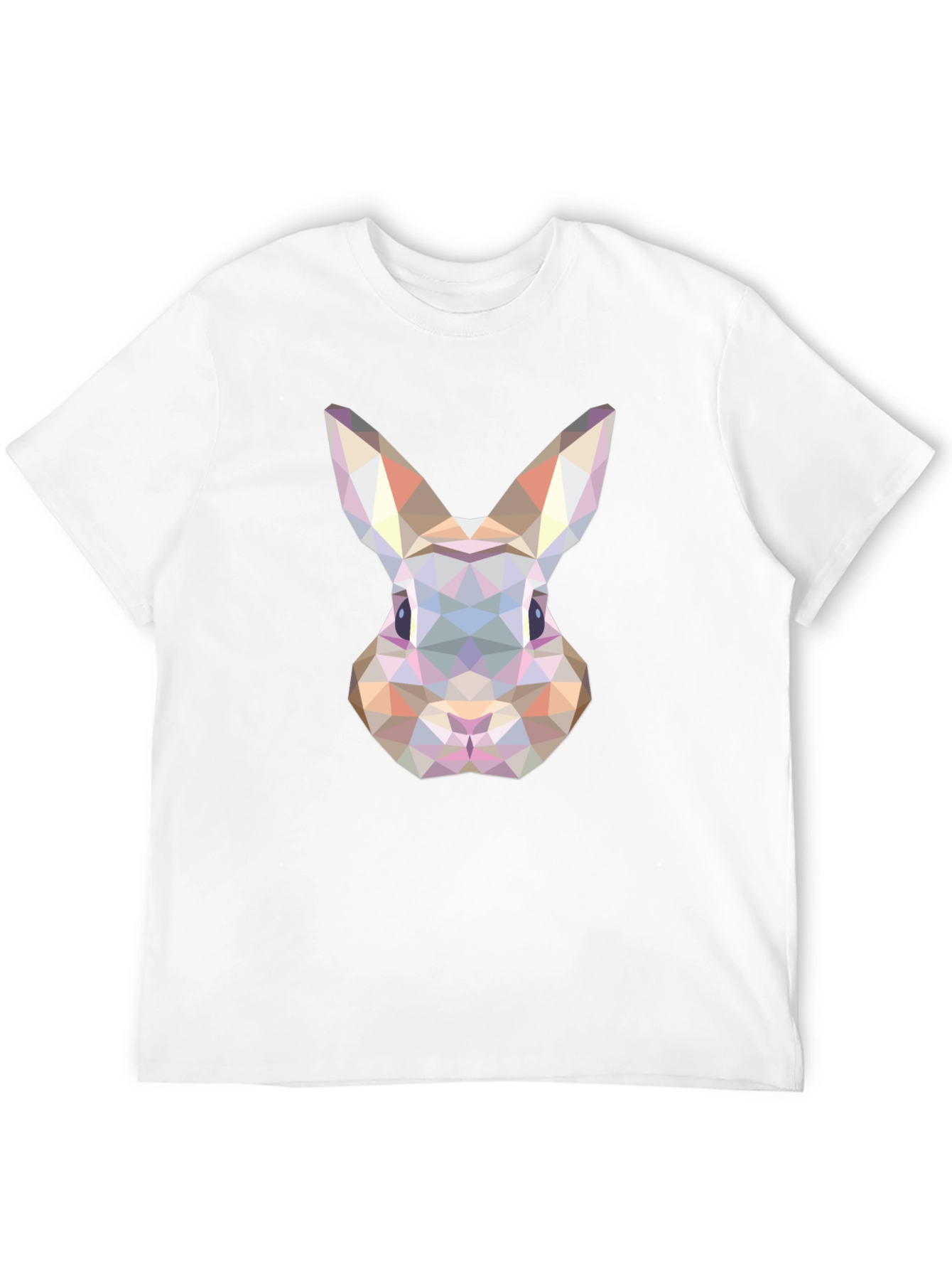 Black Geometric Rabbit Graphic Tee - Soft Black Cotton Blend Shirt view 12