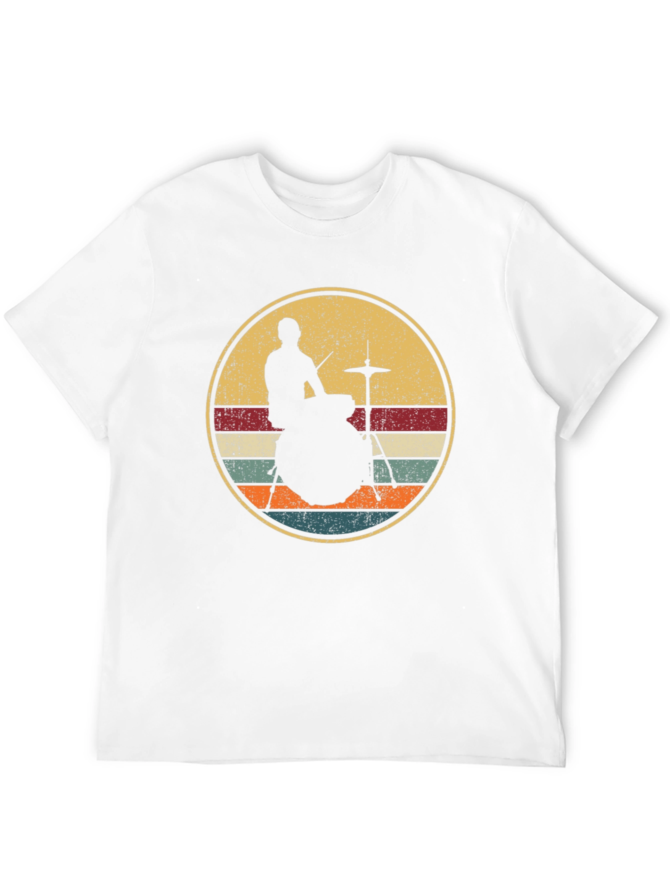 Black Retro Drummer Silhouette T-Shirt view 12