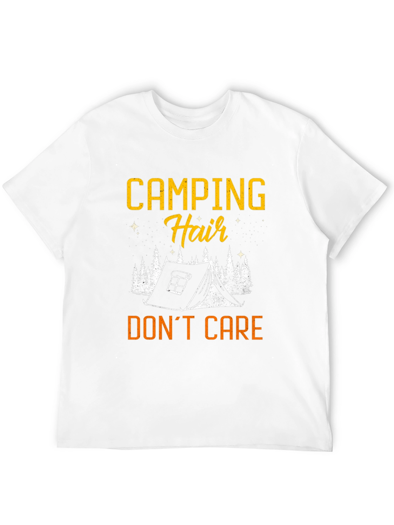 Black Camping Hair Don't Care Black Graphic Tee view 12