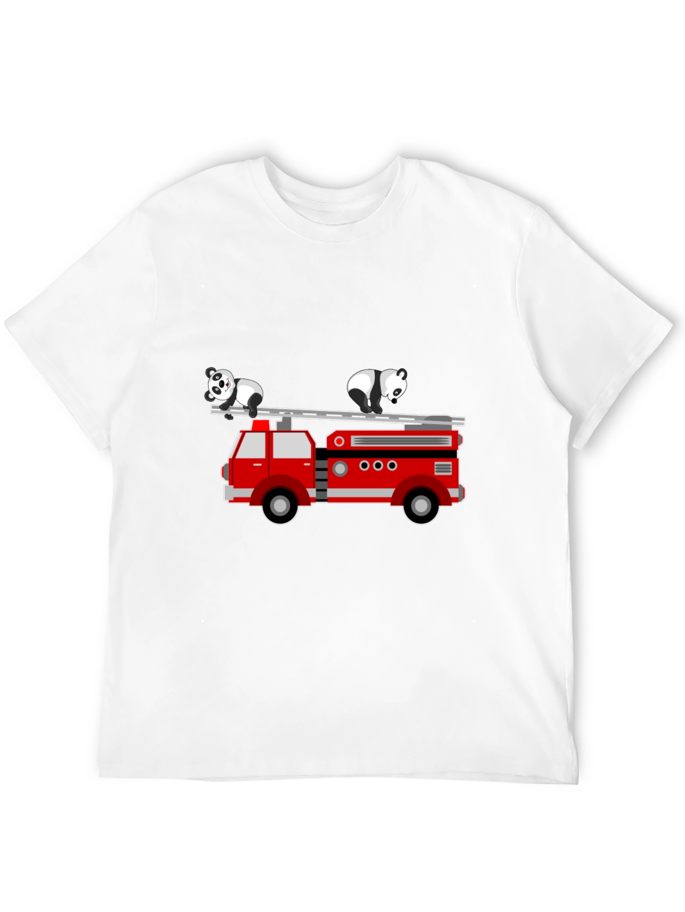Black Panda Firetruck Graphic Tee - Soft Cotton Blend view 12