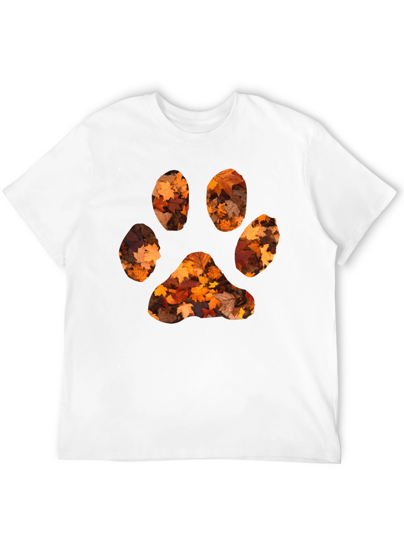 Black Fall Leaves Paw Print Black T-Shirt view 12