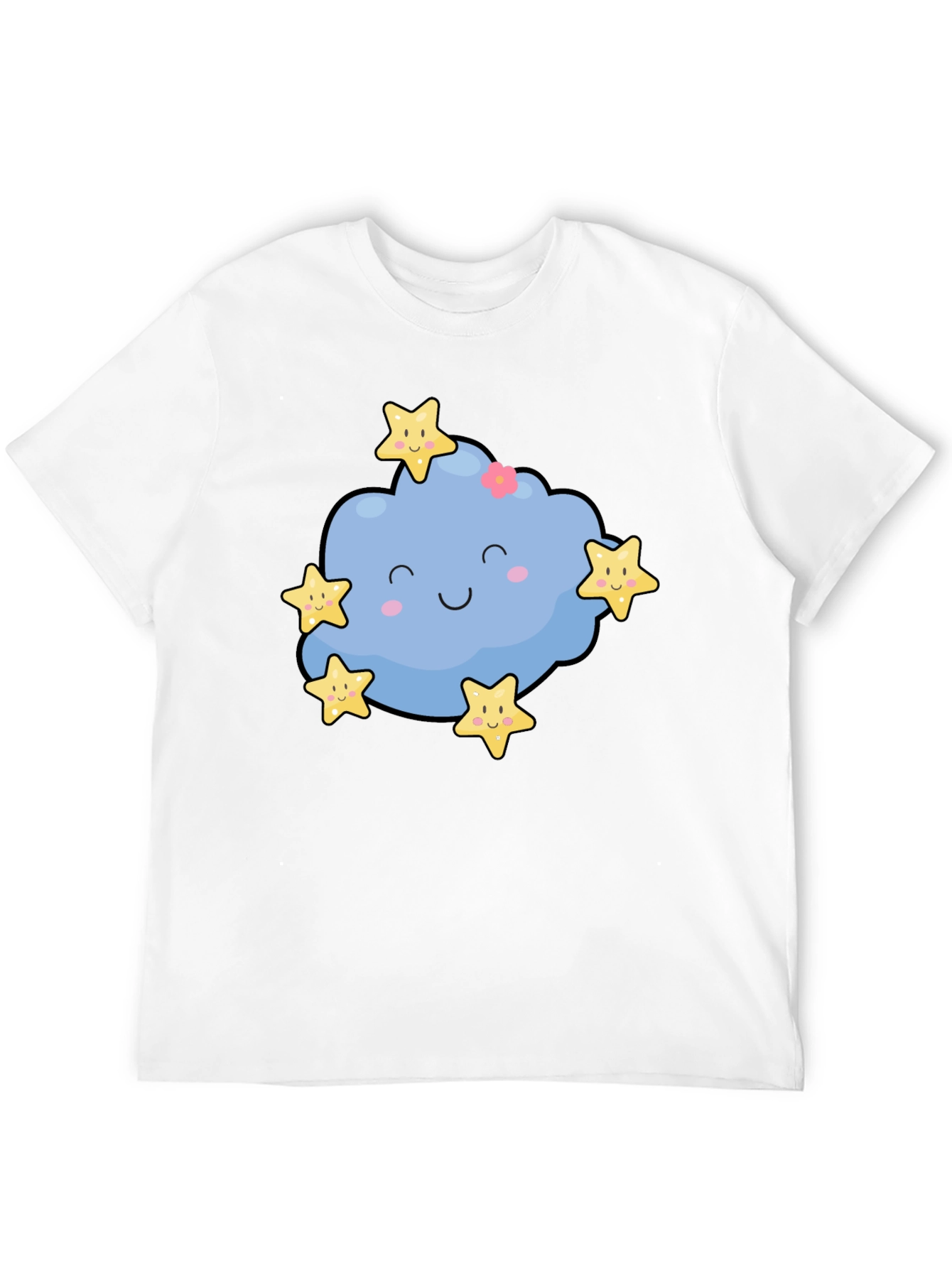 Black Cute Cloud & Stars Graphic Black T-Shirt view 12