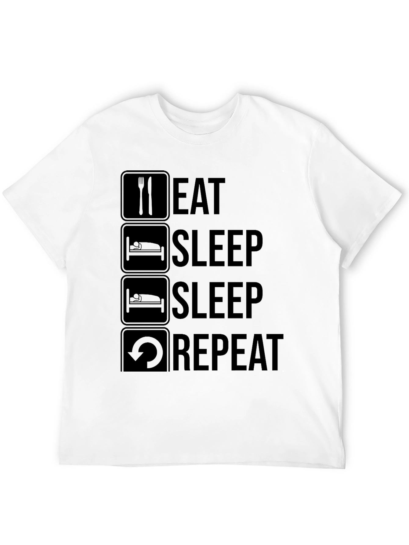 Black Eat Sleep Repeat Graphic Tee - Black Crew Neck T-Shirt view 12