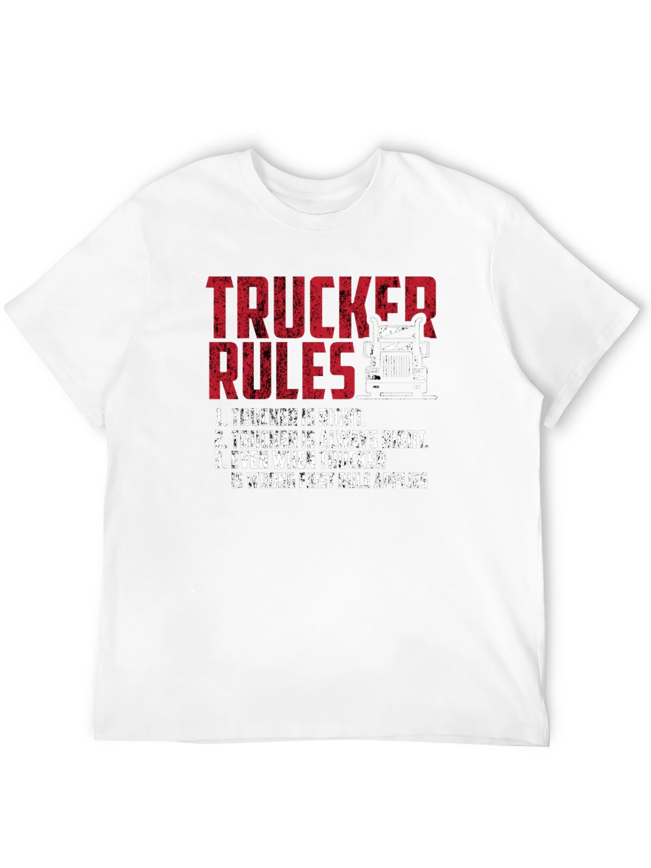 Black Trucker Rules Graphic Tee - Funny Truck Driver T-Shirt view 12