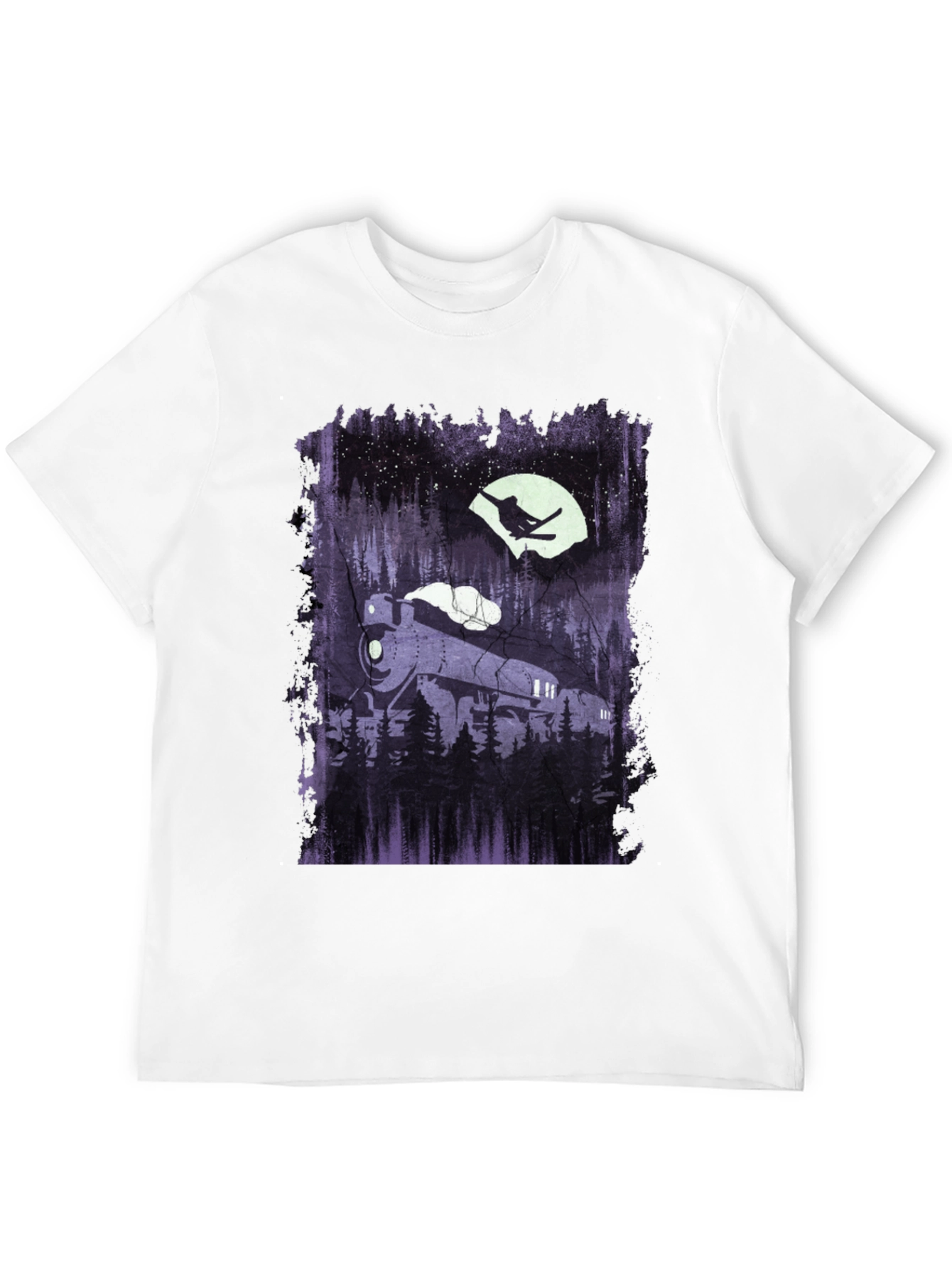 Black Train & Skier Graphic Tee - Black view 12