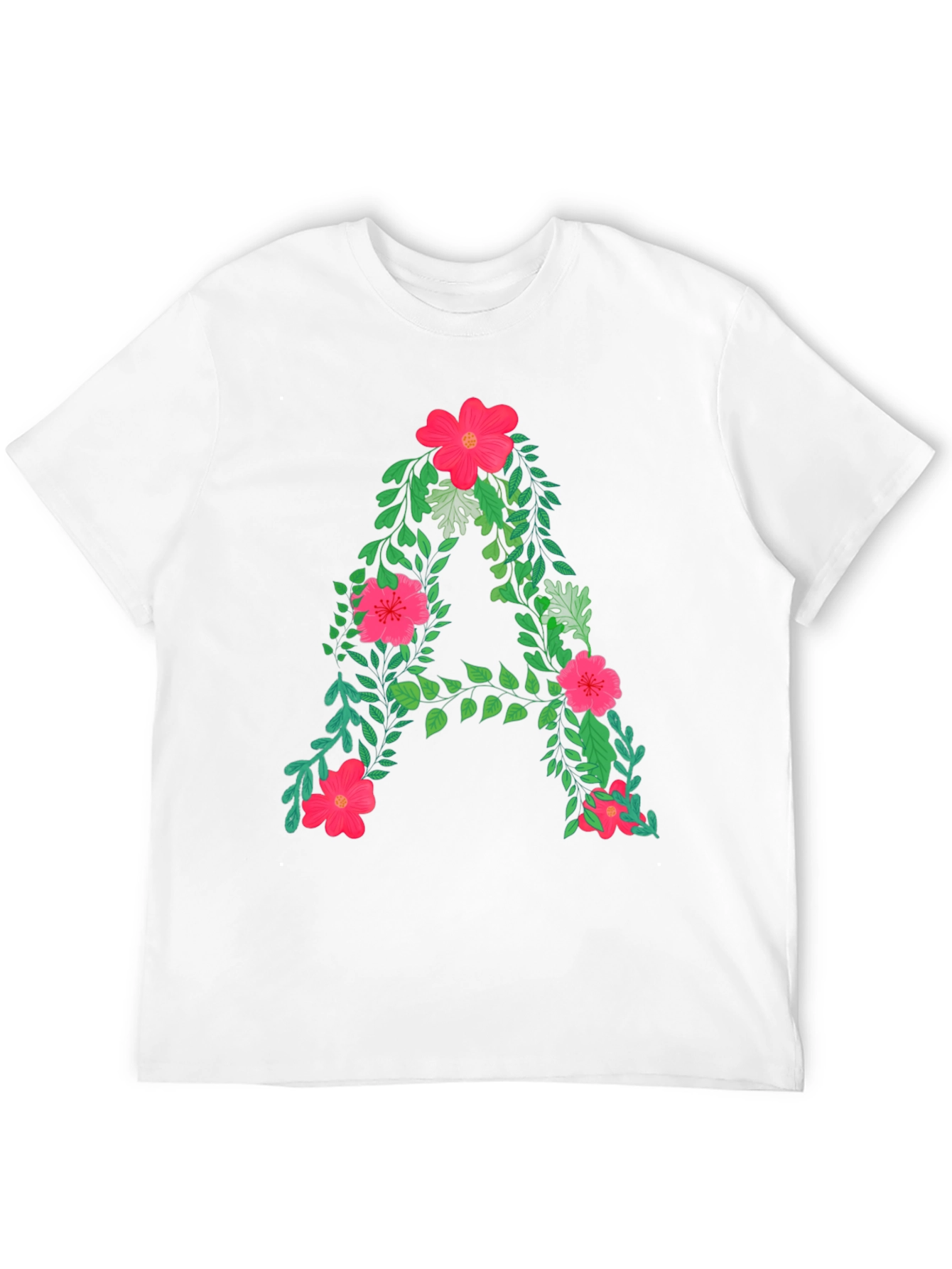 Black Floral Letter A Black T-Shirt view 12