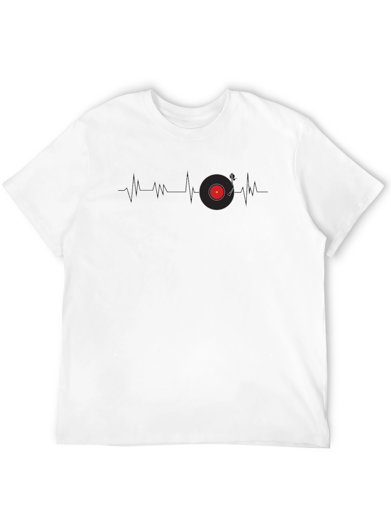 Black Vinyl Record Heartbeat Graphic Tee - Cool Music Lover Shirt view 12