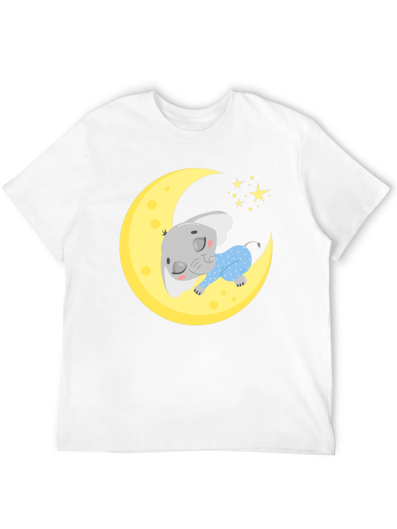 Black Cute Elephant On Moon Graphic Tee view 12
