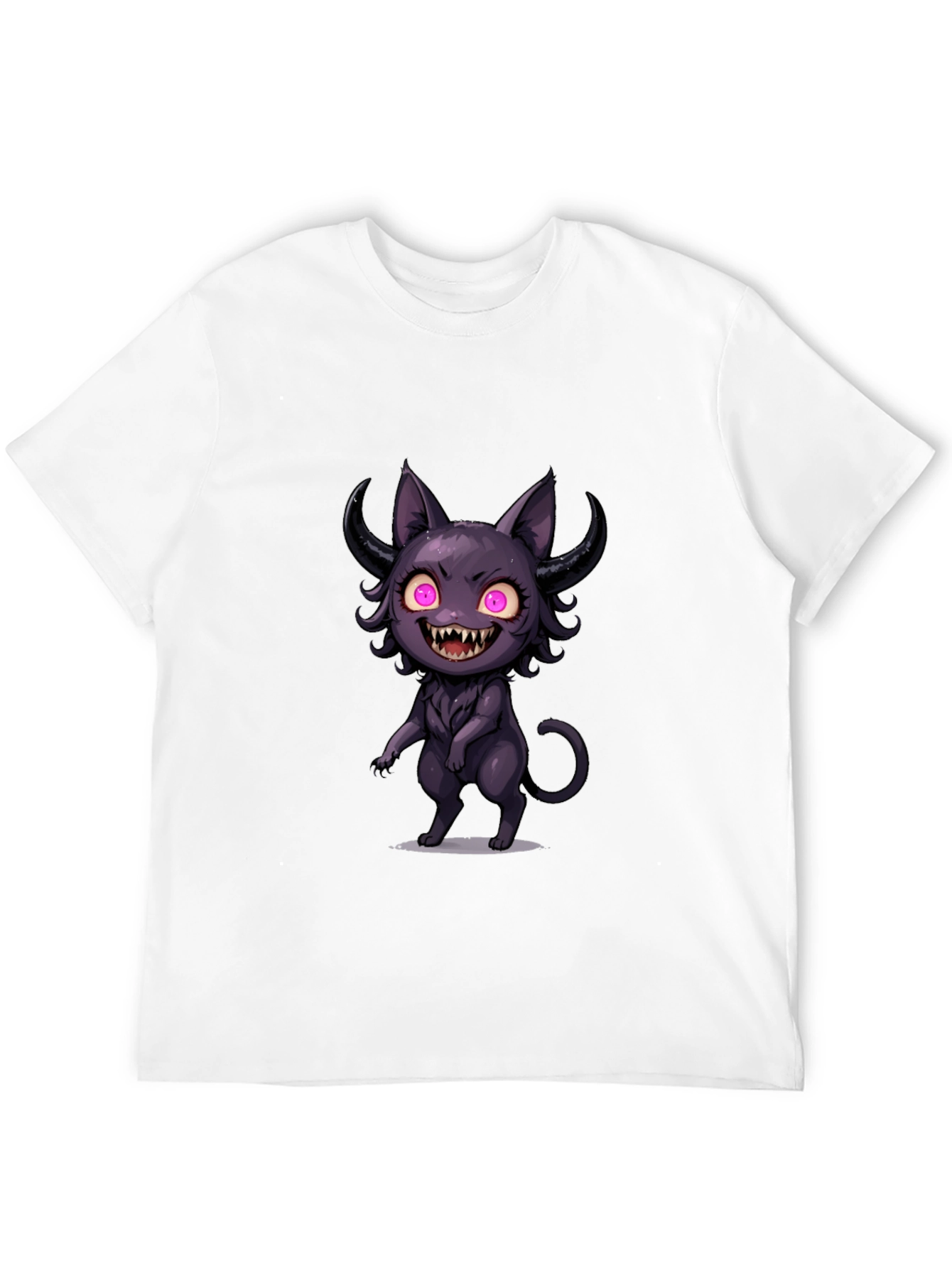 Black Creepy Cute Cat T-Shirt - Black view 12