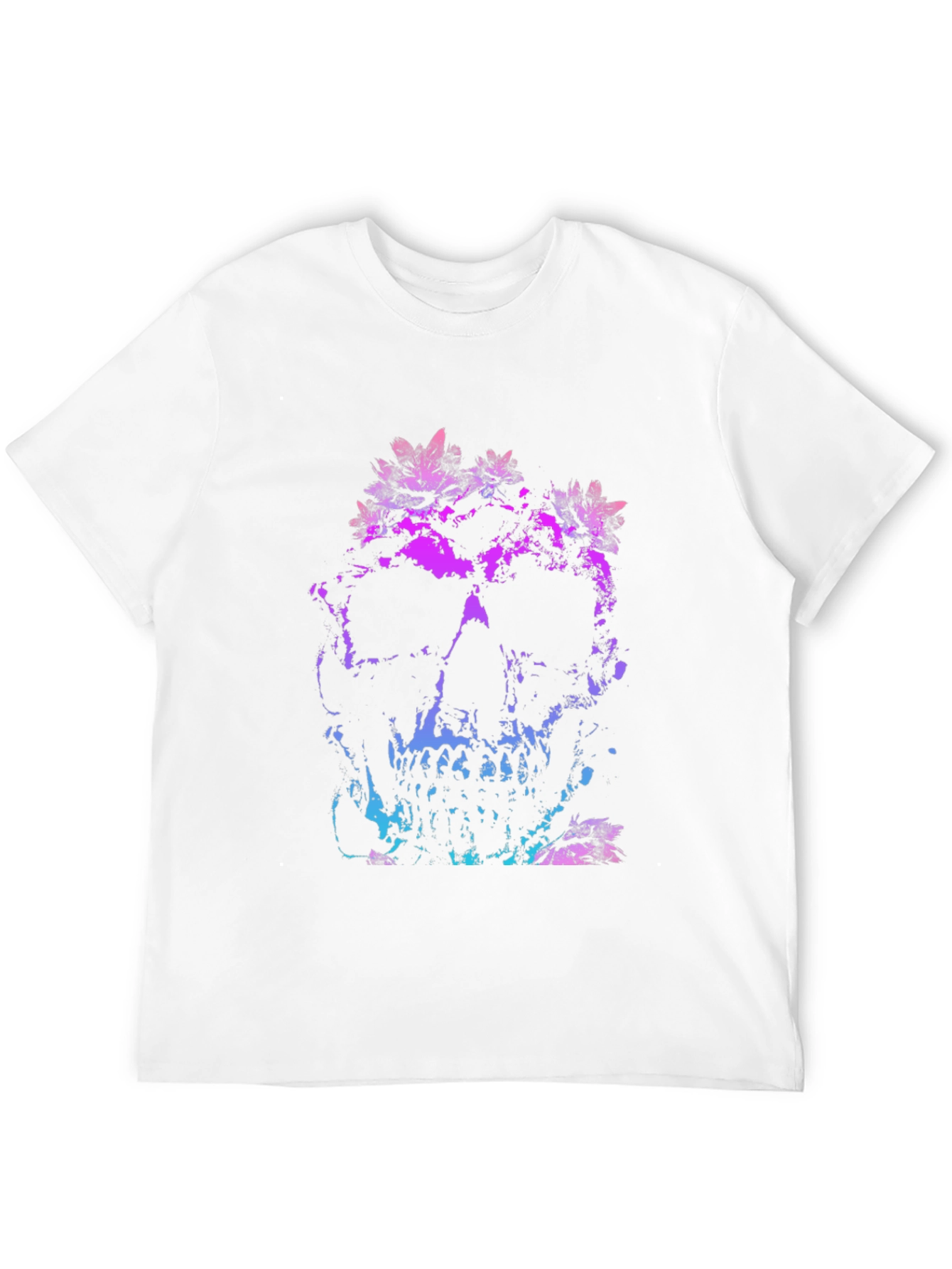 Floral Skull Graphic Black T-Shirt - 12