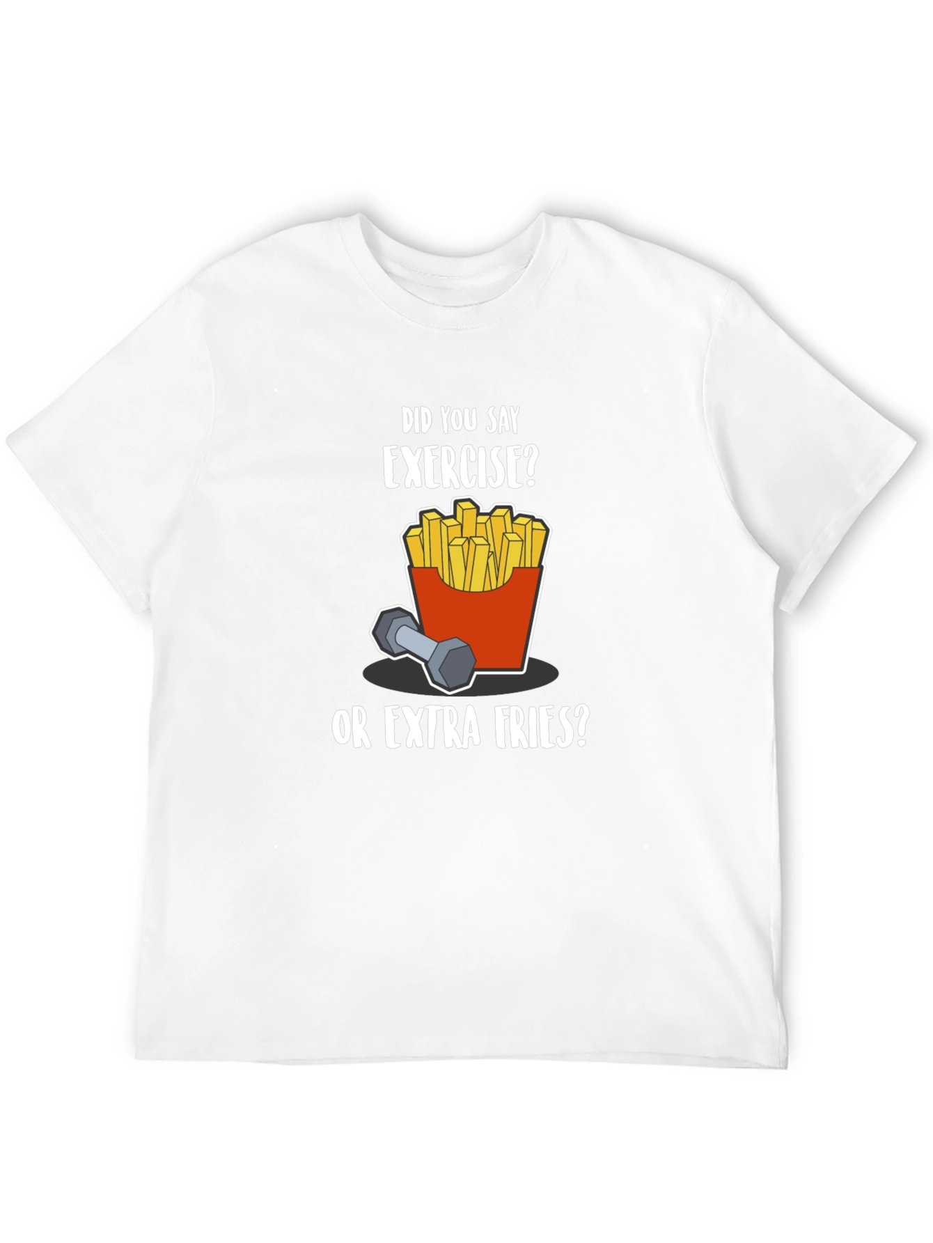 Black Funny Exercise Fries Graphic T-Shirt view 12