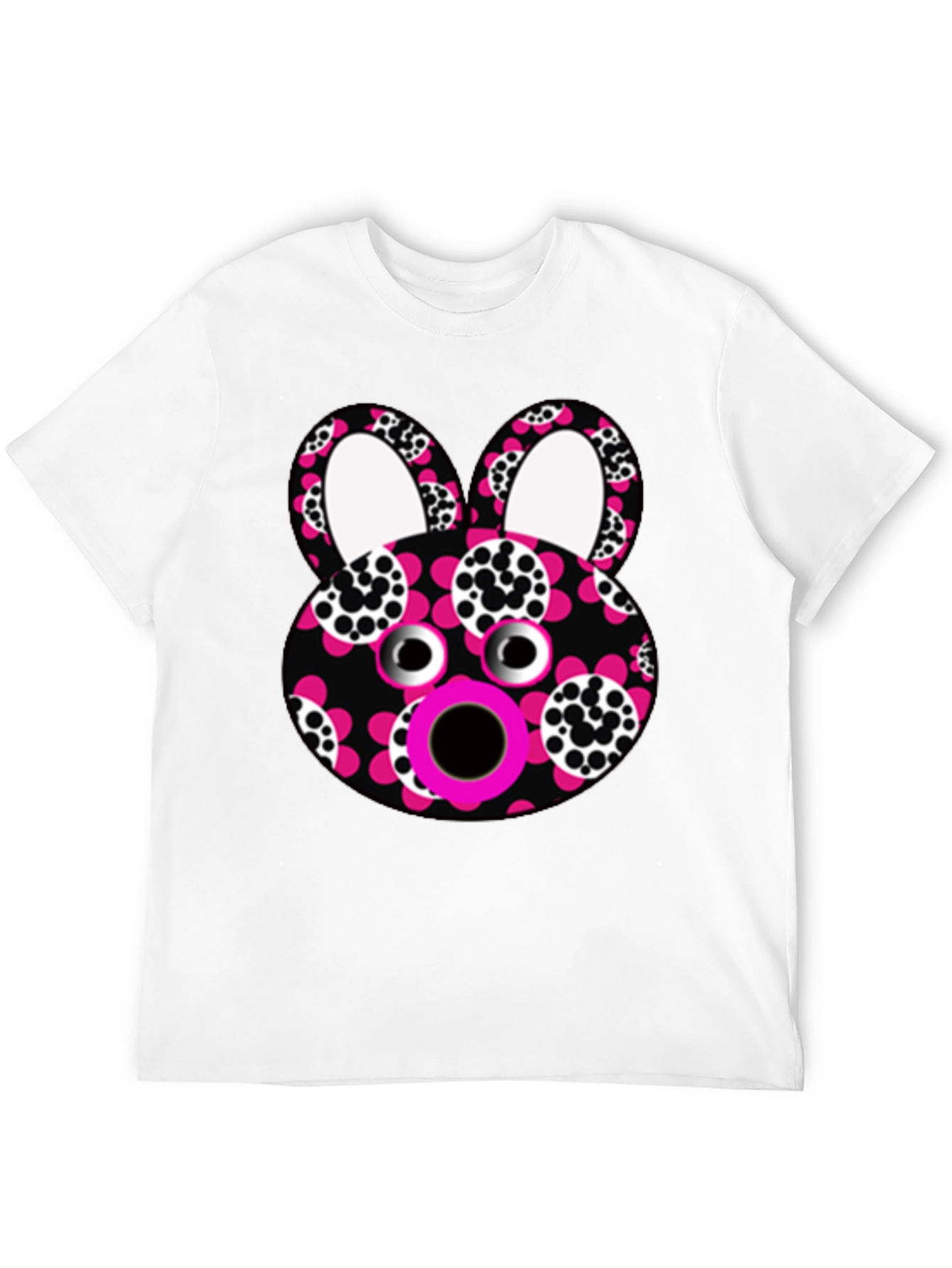 Black Funky Floral Bunny T-Shirt - Unique Graphic Tee view 12
