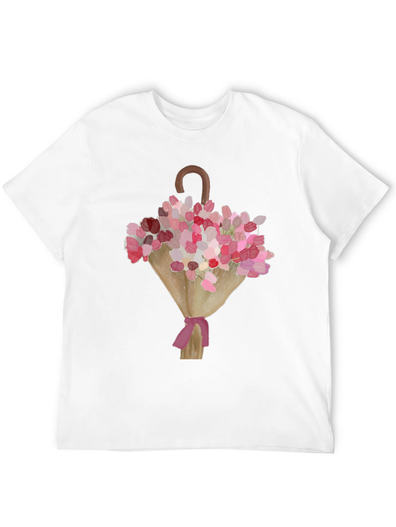 Black Floral Umbrella Graphic Tee - Stylish Men's Black T-Shirt view 12