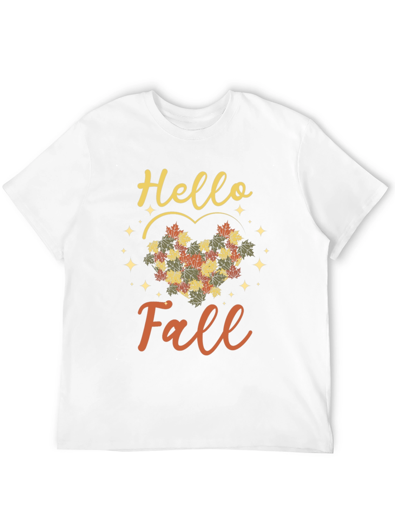 Black Hello Fall T-Shirt - Autumn Leaves Heart view 12