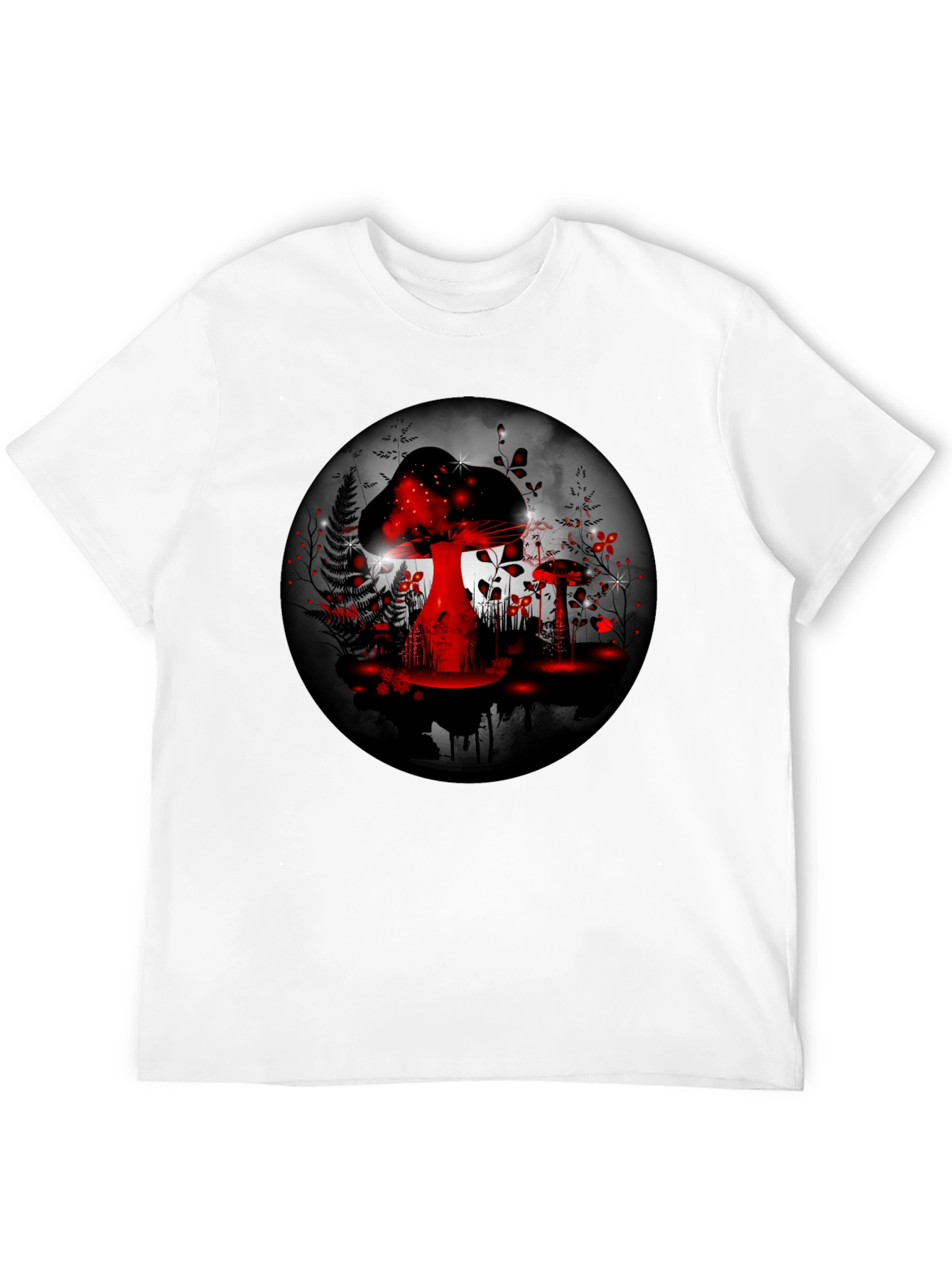 Black Mushroom Forest Graphic Tee - Black Cotton Blend view 12