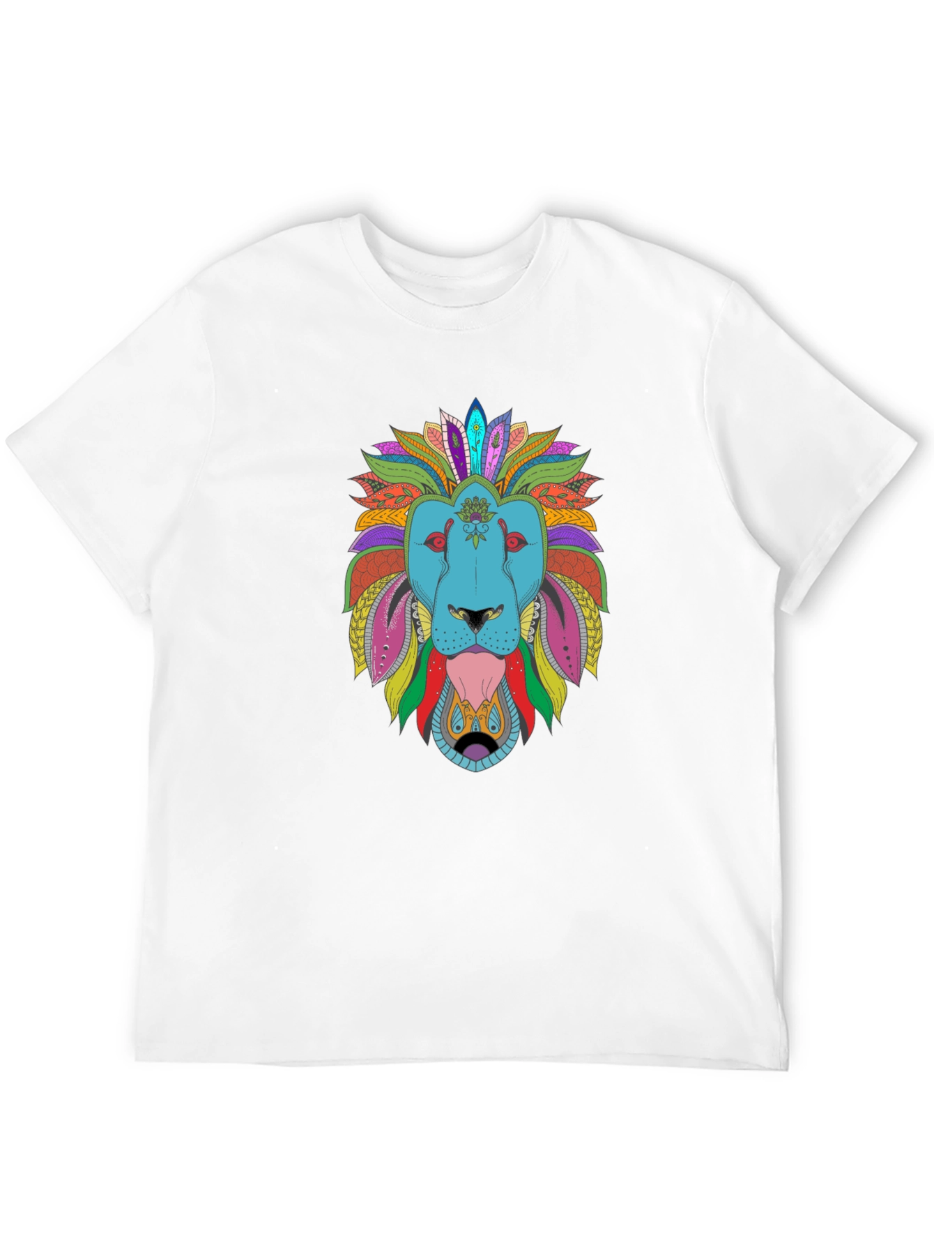 Black Colorful Lion Graphic Tee - Men's Black T-Shirt view 12