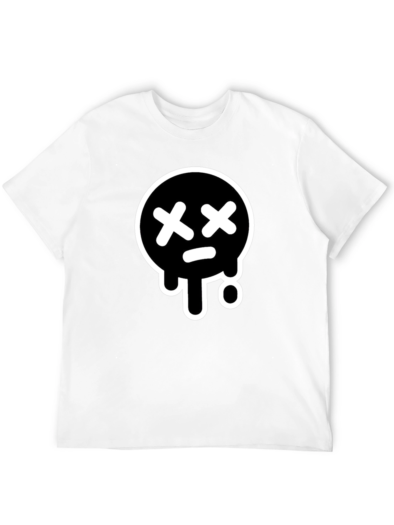 Black Black T-Shirt with White Drip Sad Face Design view 12