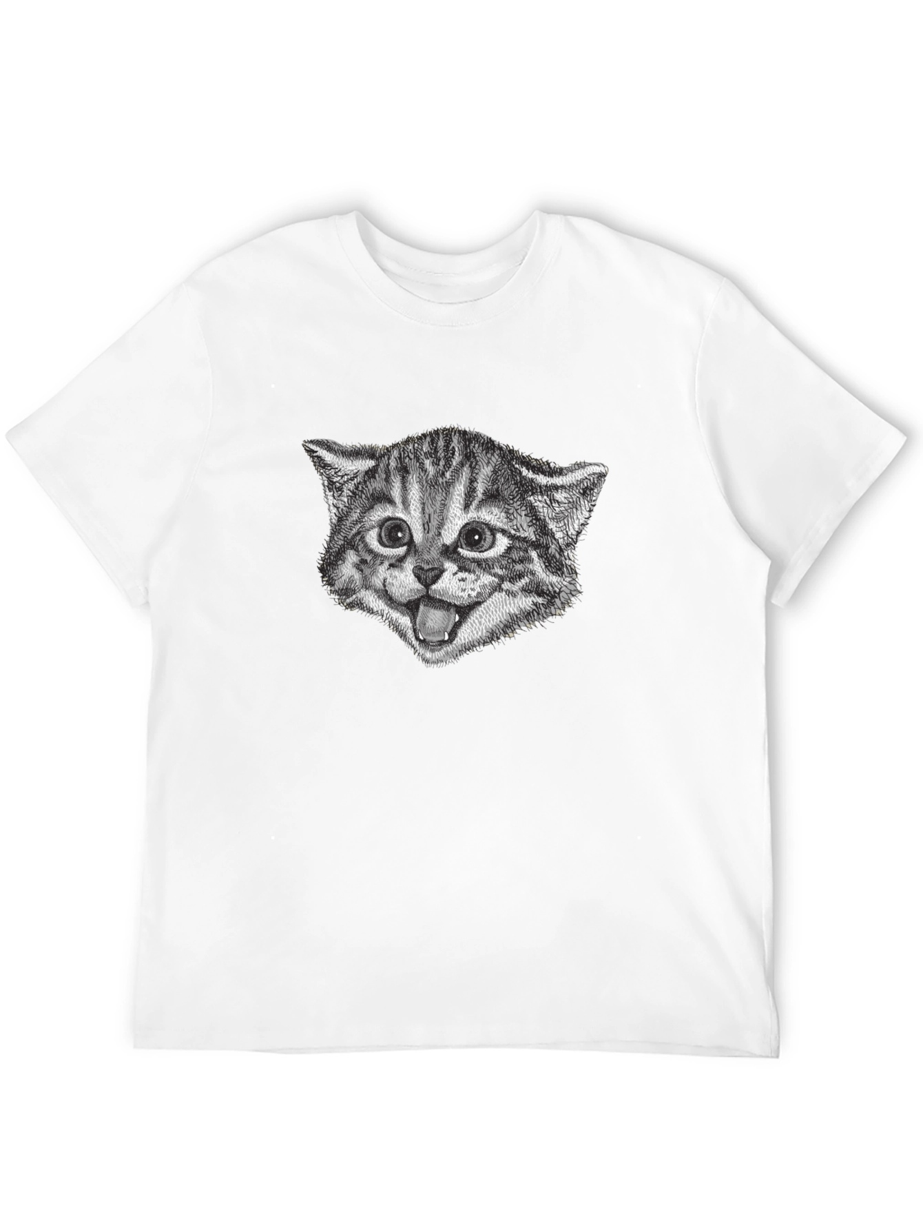 Black Whimsical Cat Face Graphic Tee - Black Cotton view 12