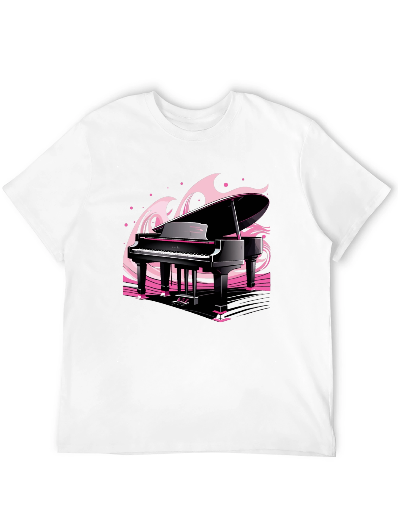 Black Piano Waves Graphic Tee - Musical Black T-Shirt view 12