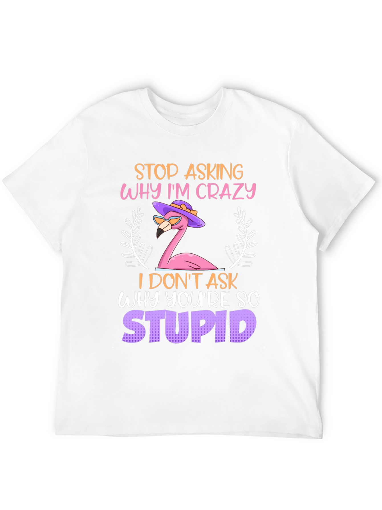 Black Crazy Flamingo Graphic Tee - Funny Novelty T-Shirt view 12