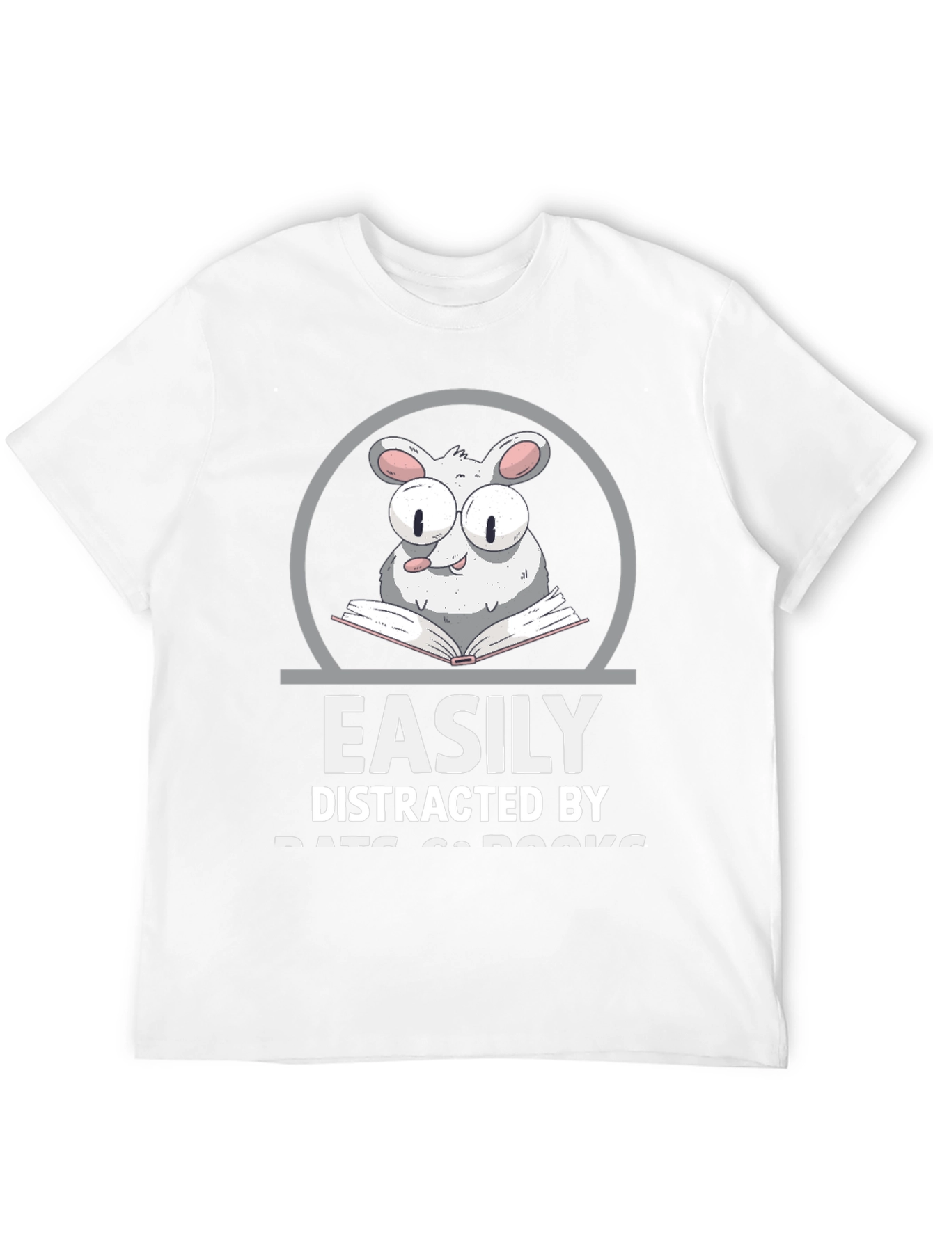 Black Easily Distracted By Rats & Books T-Shirt view 12