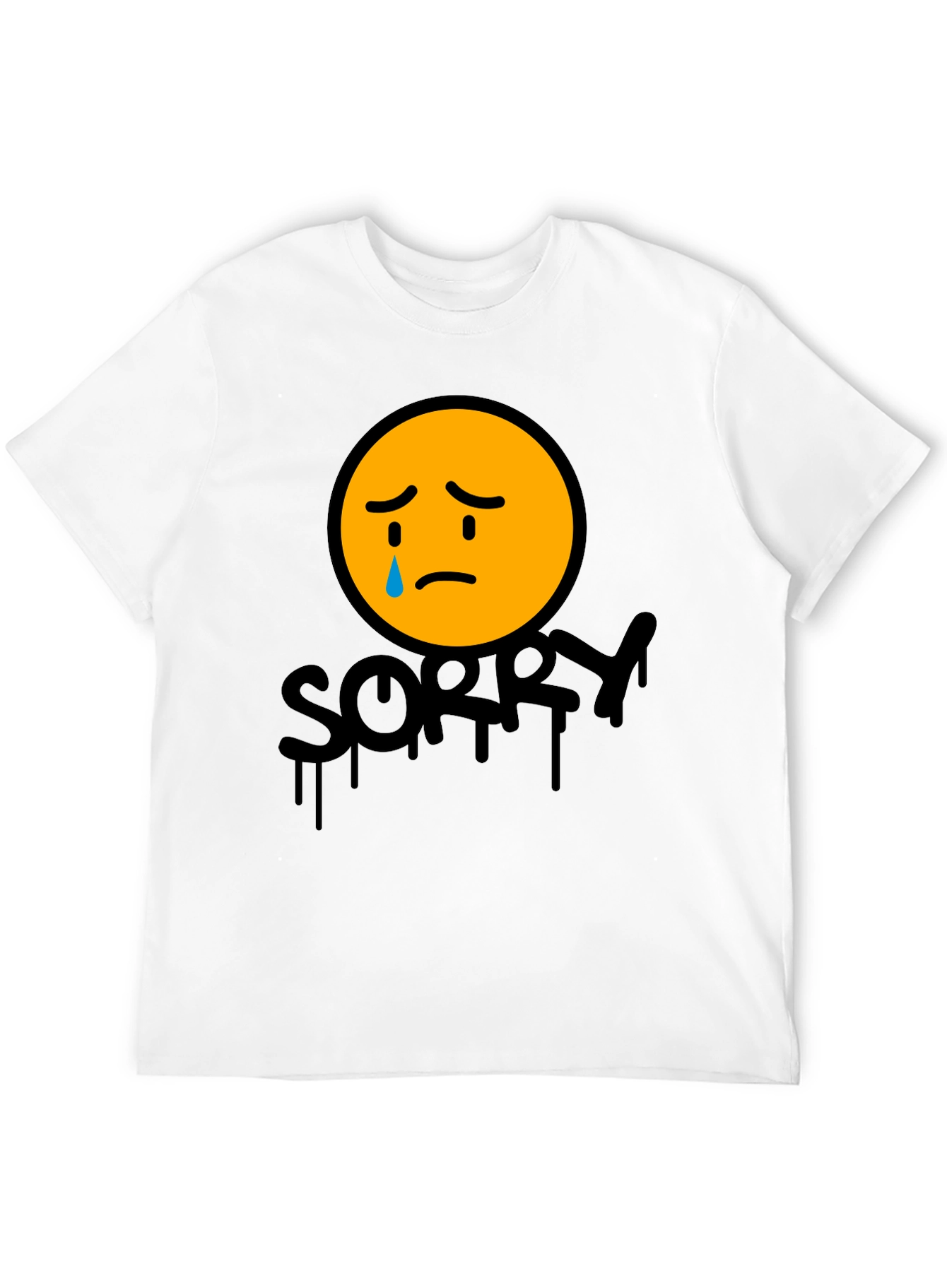 Black Sorry Face Graphic Tee - Black Cotton Blend view 12