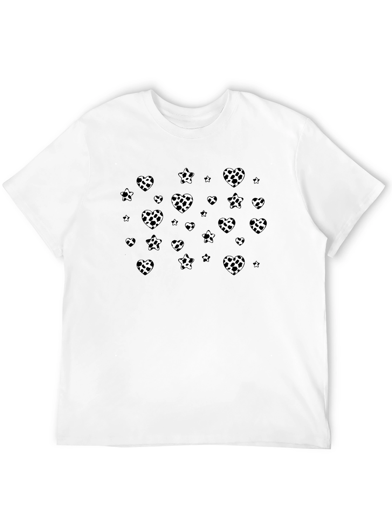 Black Black T-Shirt with White Heart Pattern view 12