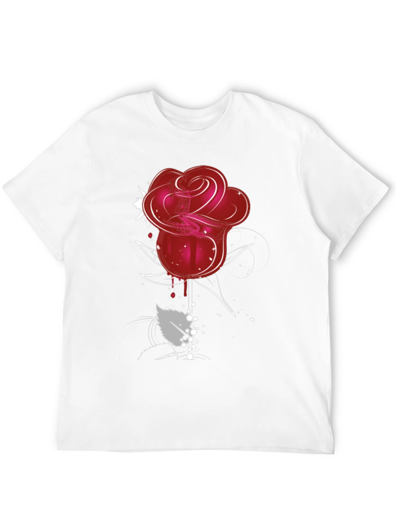 Black Red Rose Graphic Tee - Men's Black T-Shirt view 12