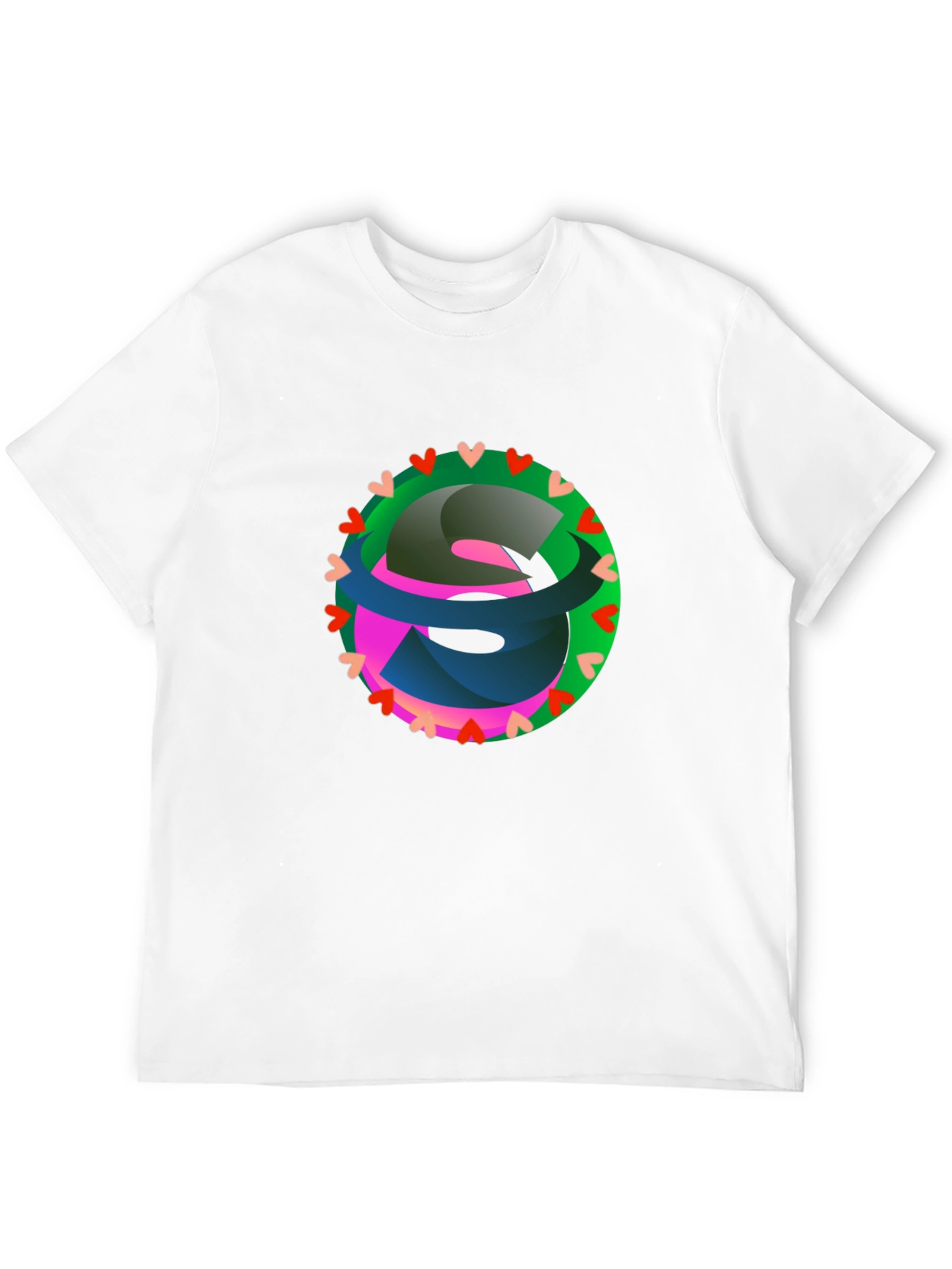 Black Abstract Heart Circle Graphic Black T-Shirt view 12