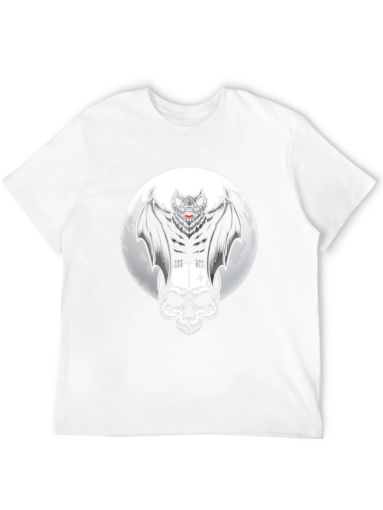 Black Bat & Skull Graphic T-Shirt - Gothic Halloween view 12