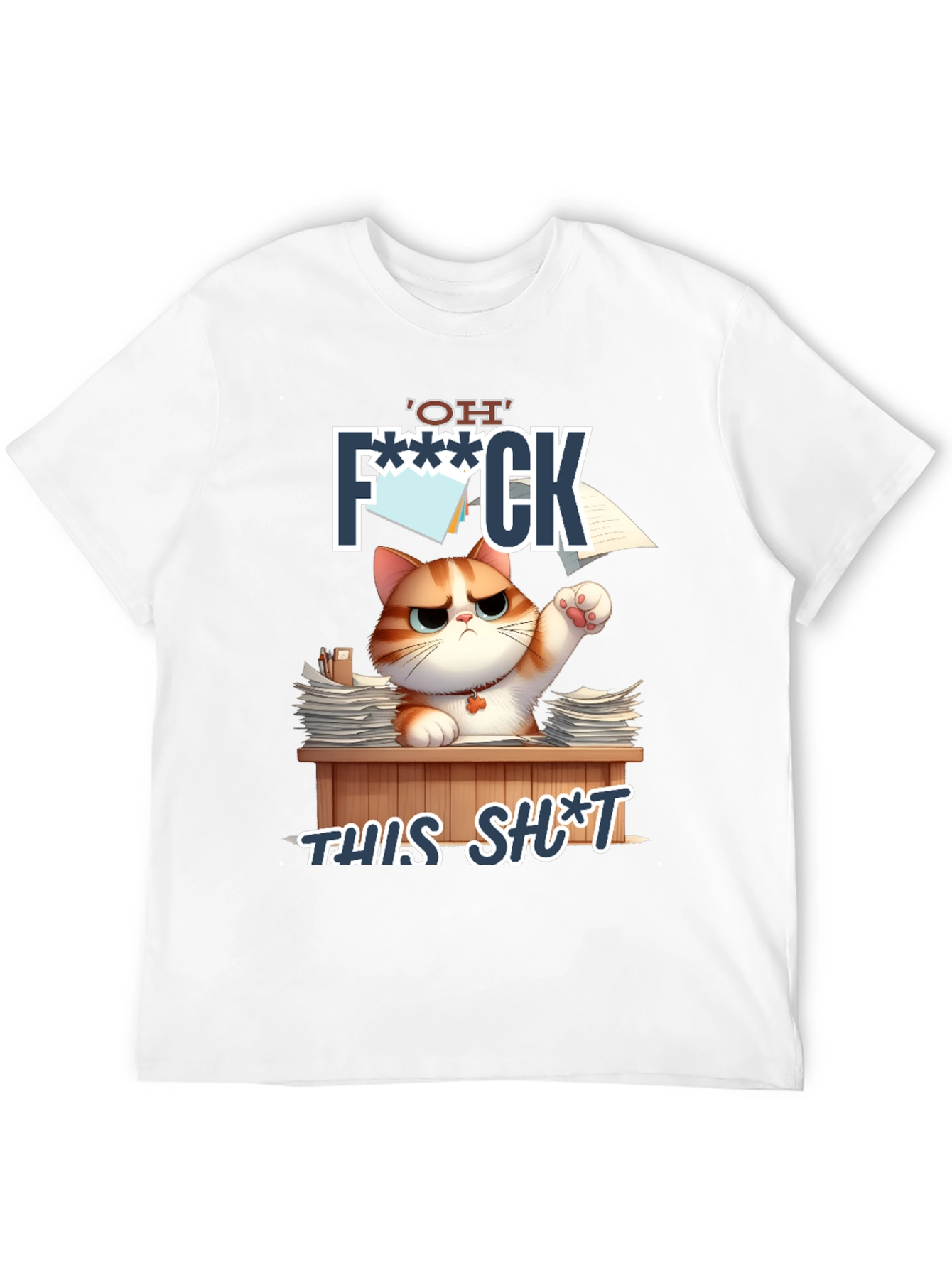 Black Funny Cat 'OH F*** THIS S***' Graphic T-Shirt view 12