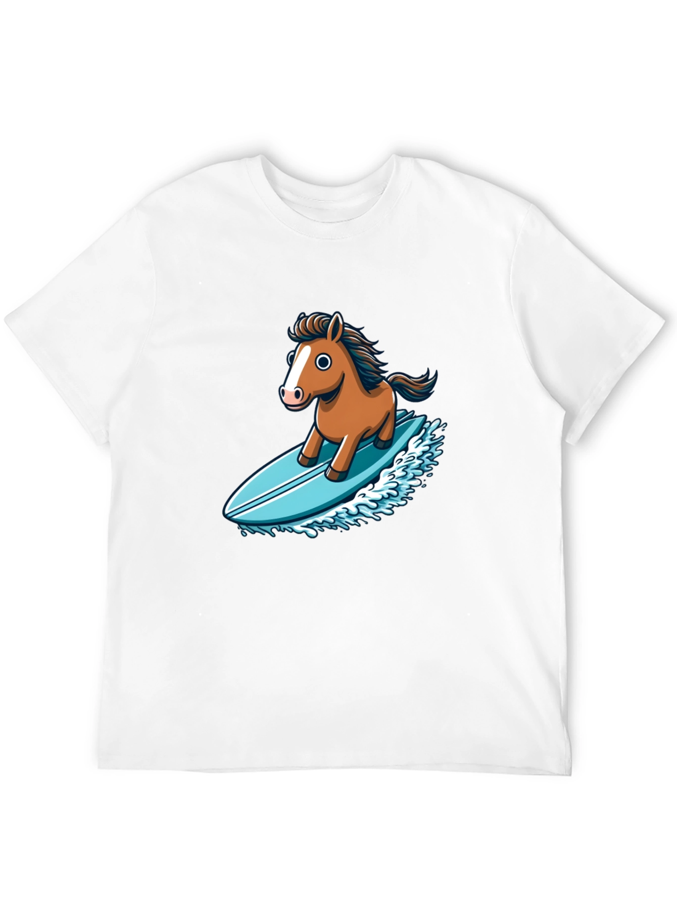 Black Horse Surfing T-Shirt - Unique Cartoon Design view 12