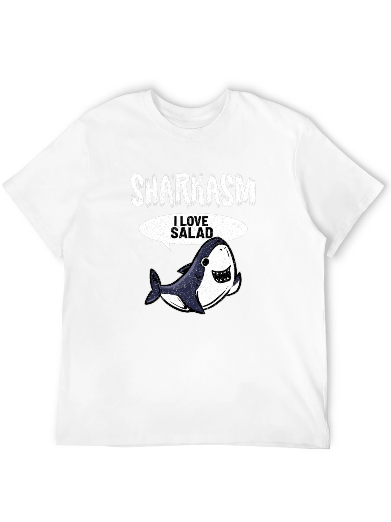 Black Sharkasm I Love Salad Men's Black T-Shirt view 12