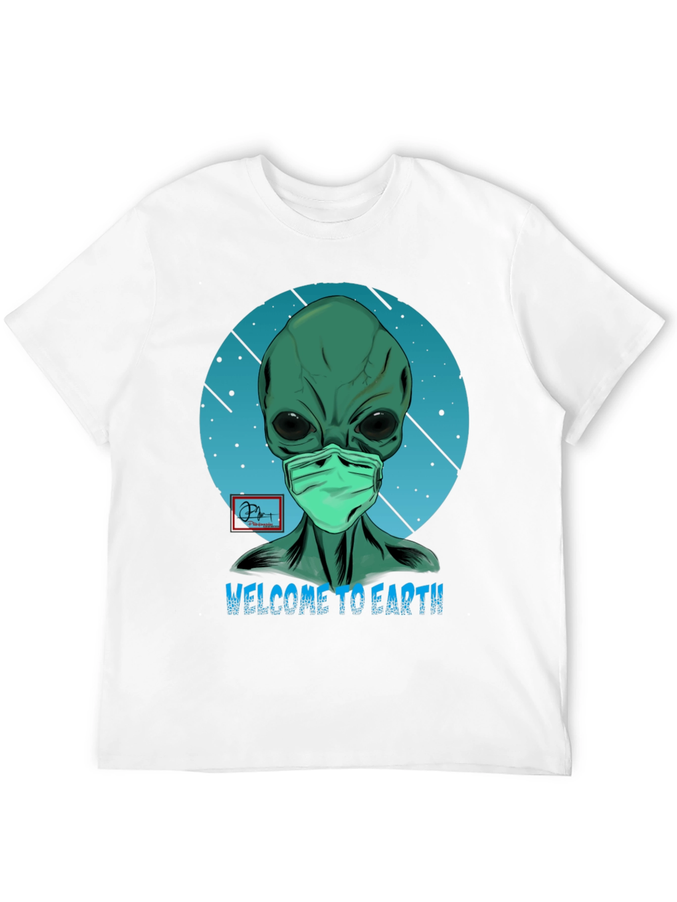 Black Welcome Alien T-Shirt - Funny Graphic Tee view 12