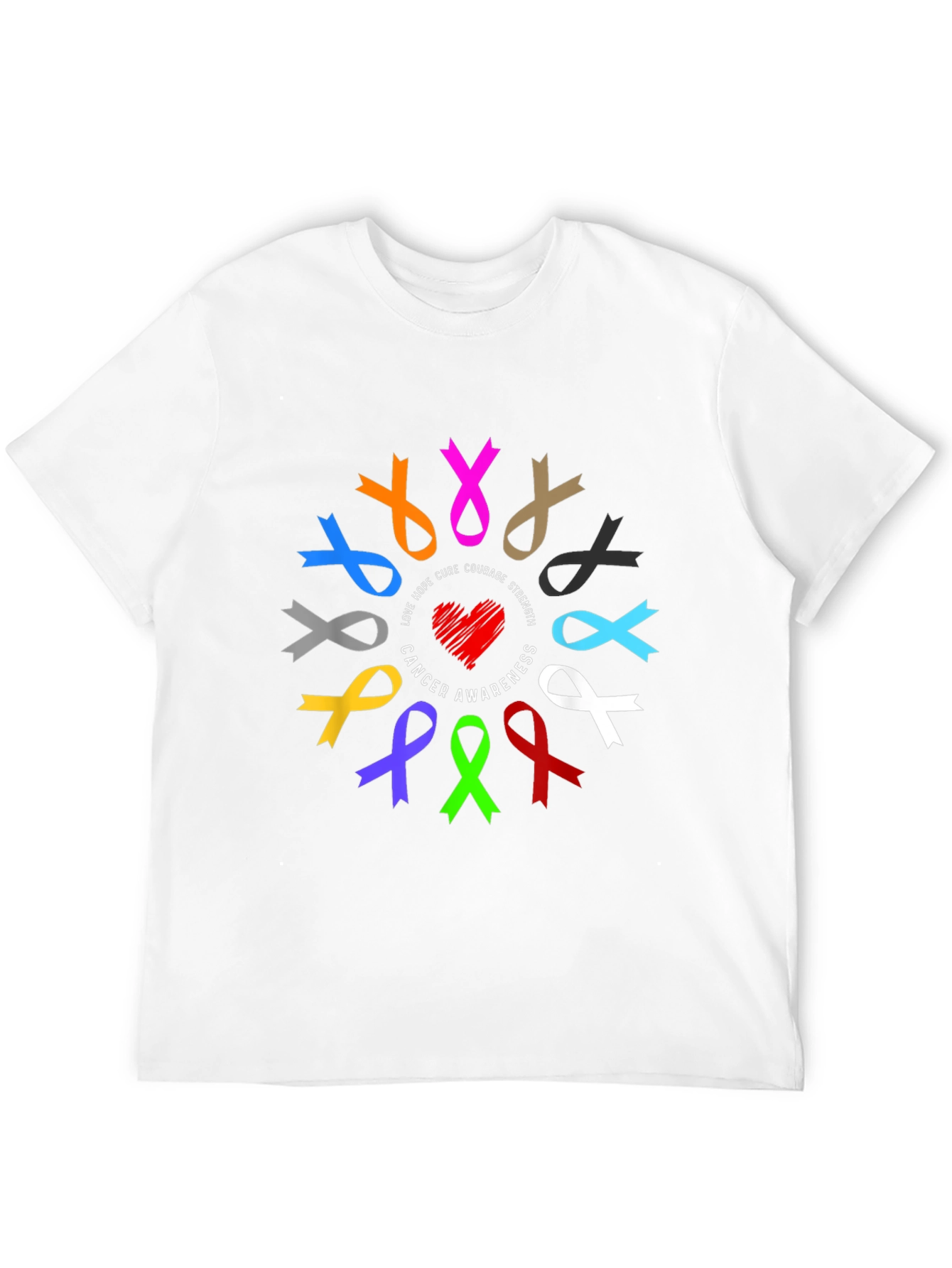 Black Cancer Awareness Ribbon Black T-Shirt view 12