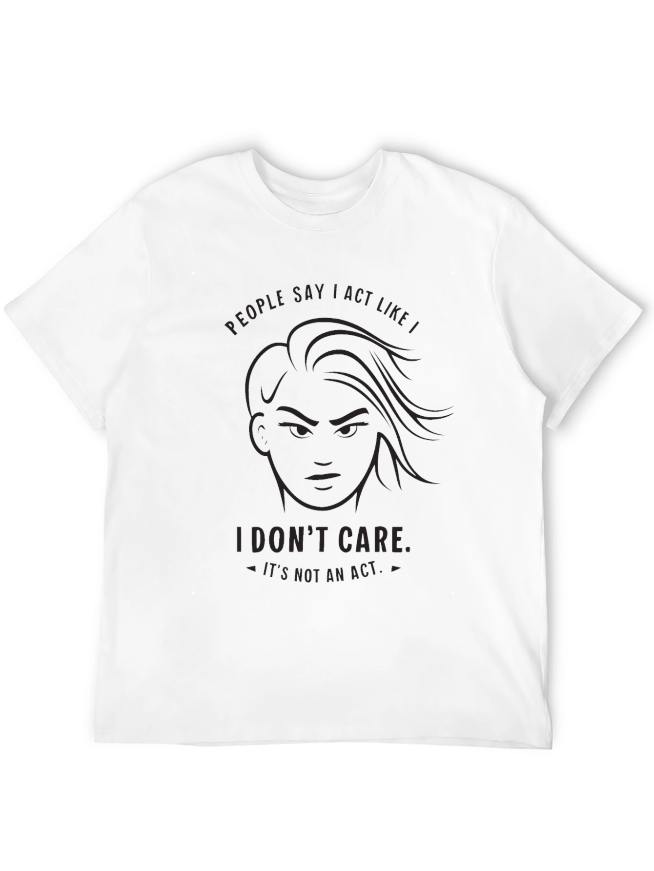 Black I Don't Care Graphic Tee - Bold Statement T-Shirt view 12