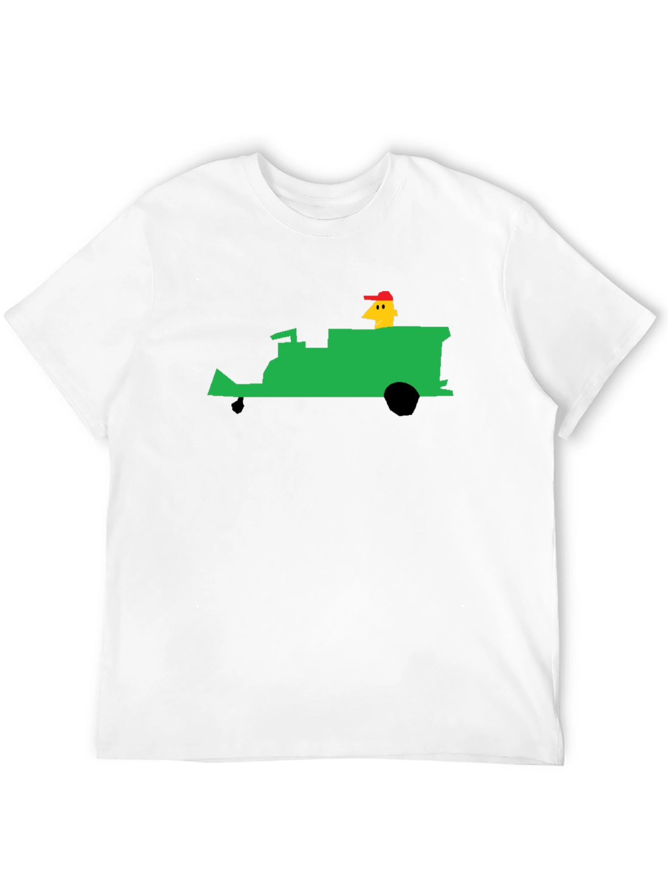 Black Retro T-Shirt: Pixelated Green Tractor Ride view 12