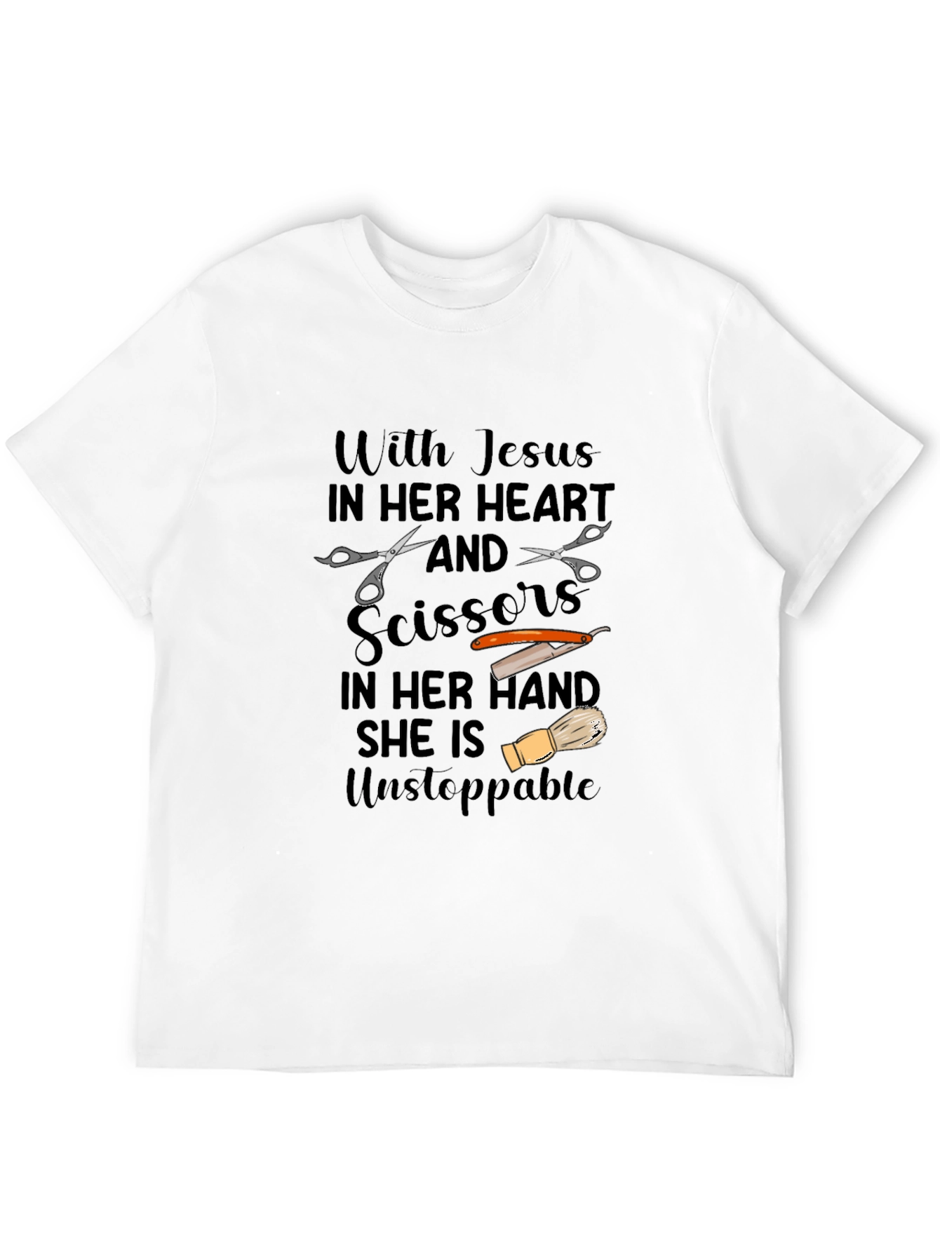 Jesus & Scissors Barber Graphic T-Shirt - 12