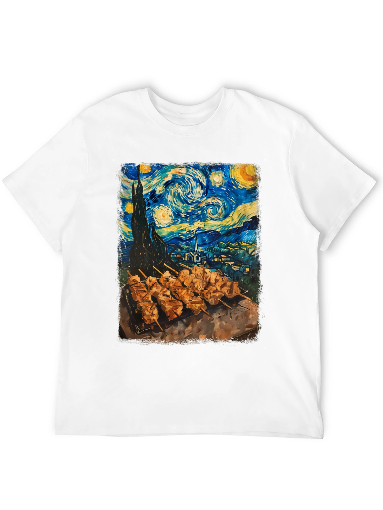 Black Starry Night & BBQ T-Shirt view 12