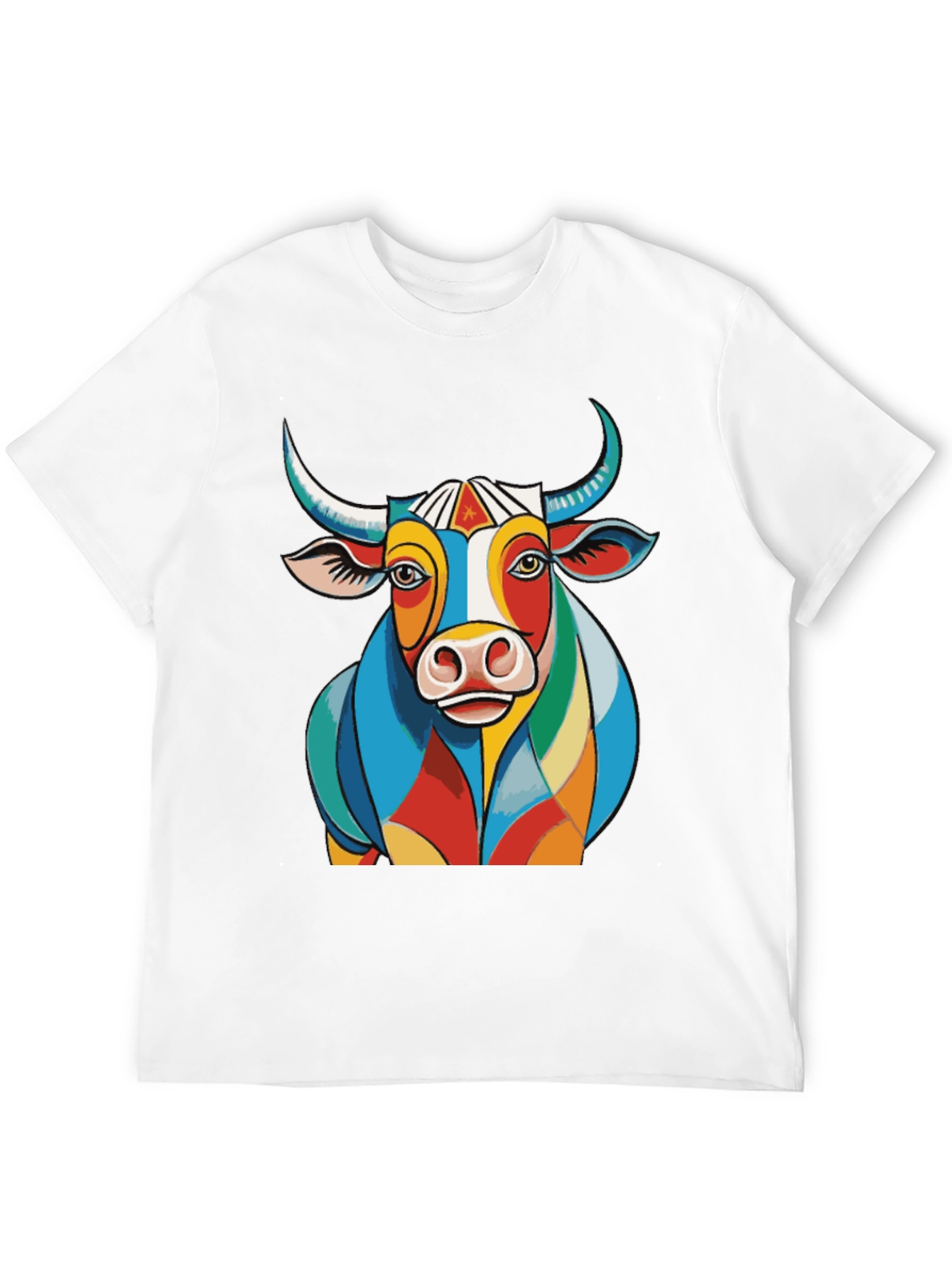 Black Colorful Bull Graphic Tee - Unique Design view 12
