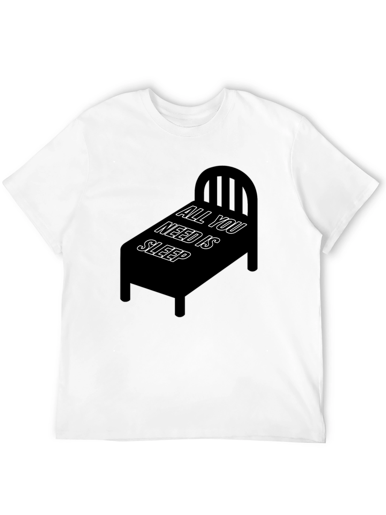 Black All You Need is Sleep T-Shirt - Funny Bed Design view 12