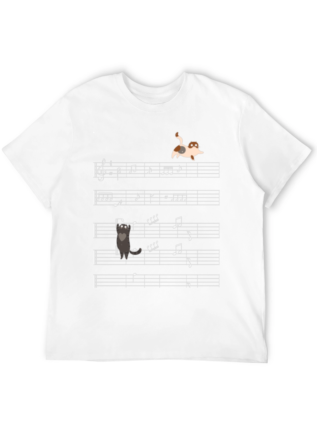 Black Musical Cats T-Shirt - Unique Music Note Design view 12