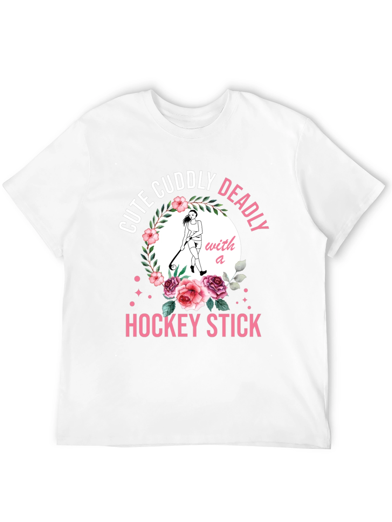 Black Cute Cuddly Deadly Hockey Stick T-Shirt view 12