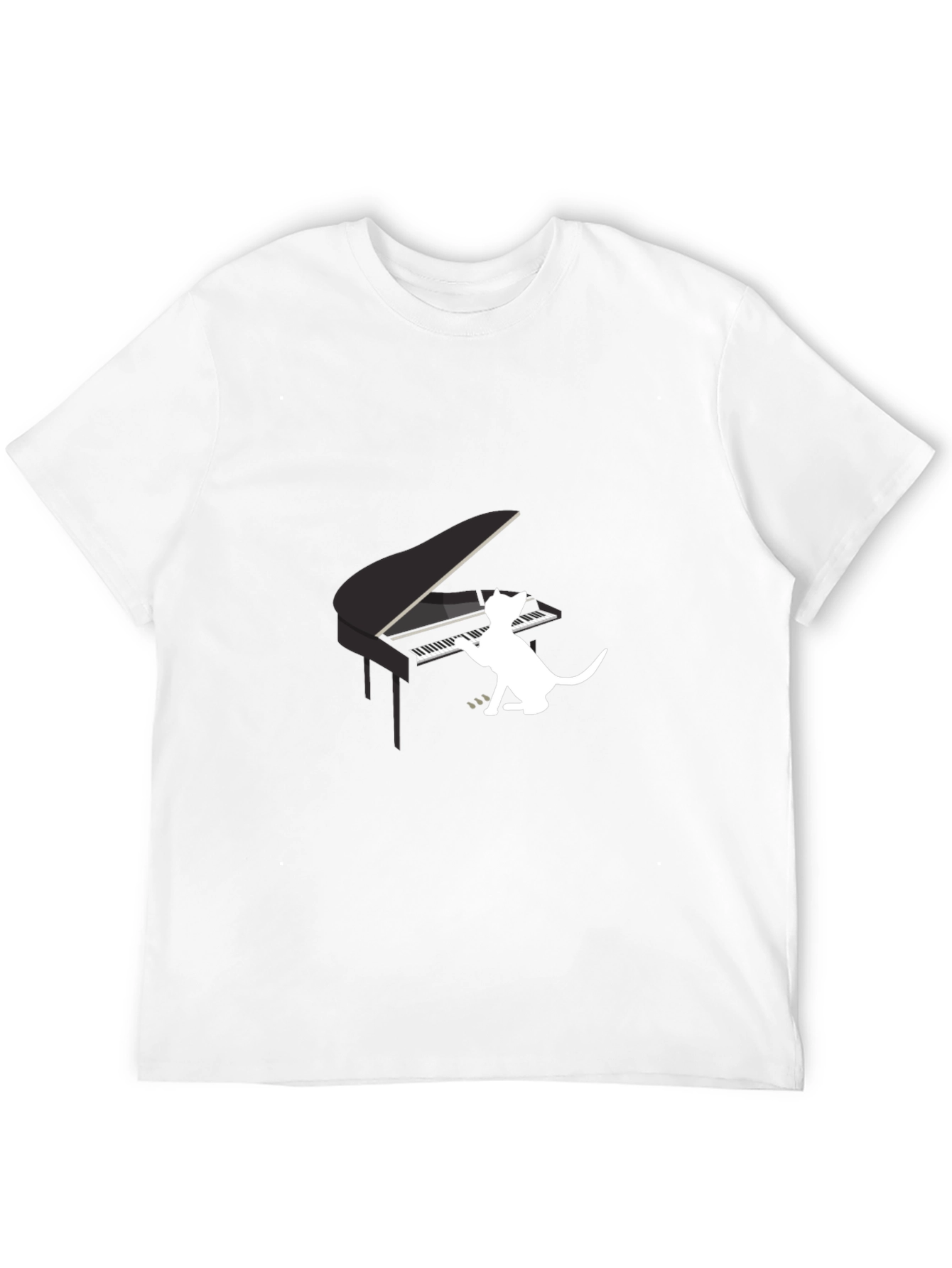 Black Cat Playing Piano Graphic Tee - Black view 12