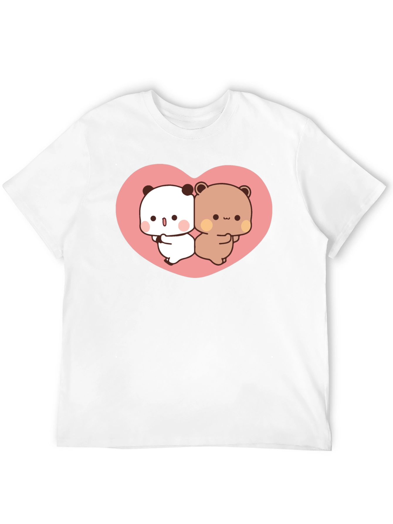 Black Cute Kawaii Bear Heart Graphic Black T-Shirt view 12