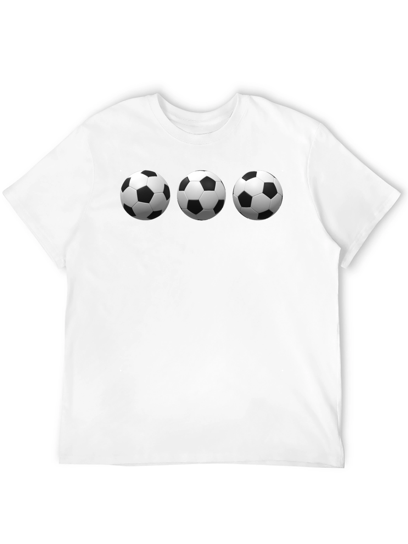 Black Soccer Ball T-Shirt - Three Ball Design view 12