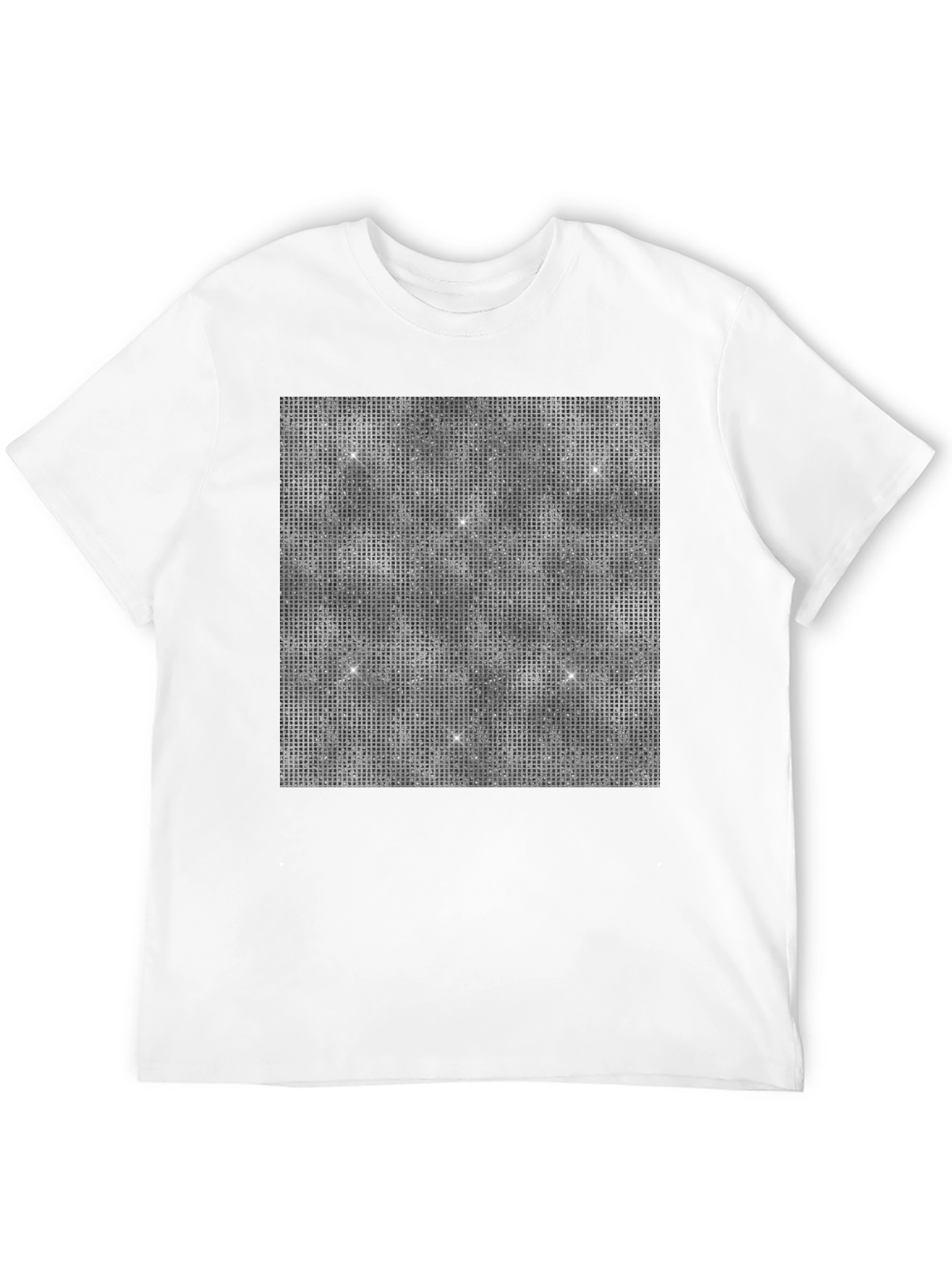Black Glitter Grid Men's Black T-Shirt view 12