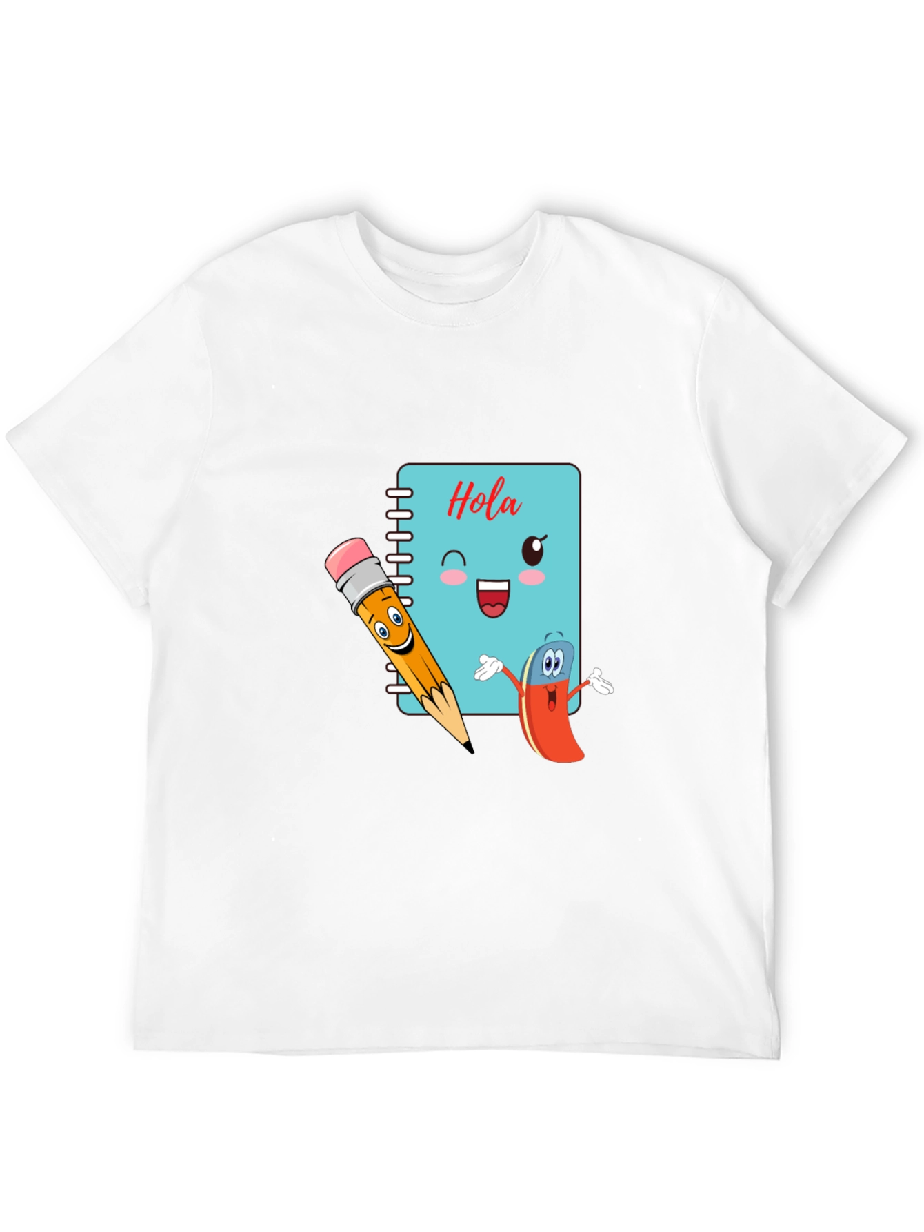 Black Hola Notebook Cartoon Black T-shirt view 12